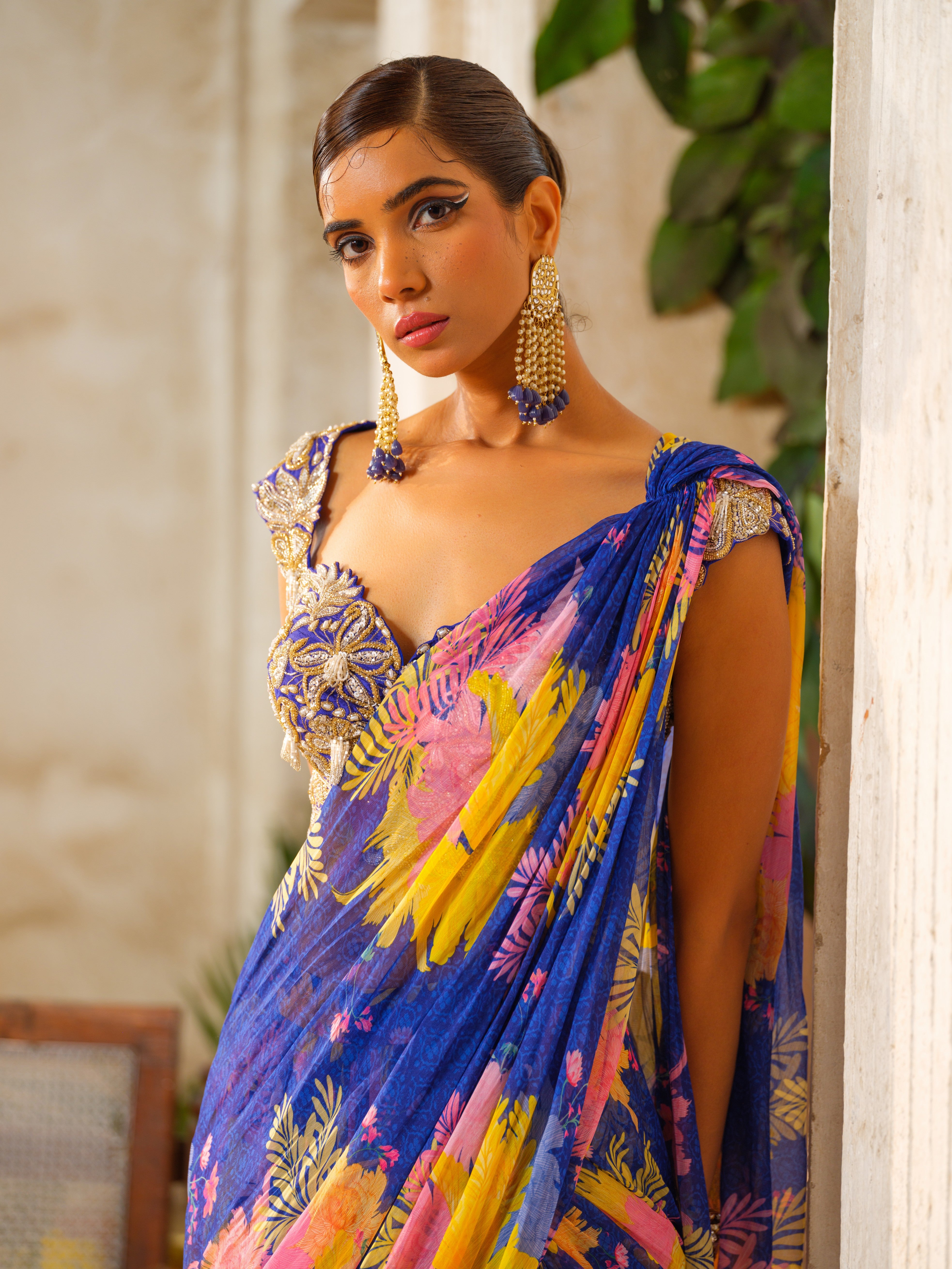 Neela classic draped saree set