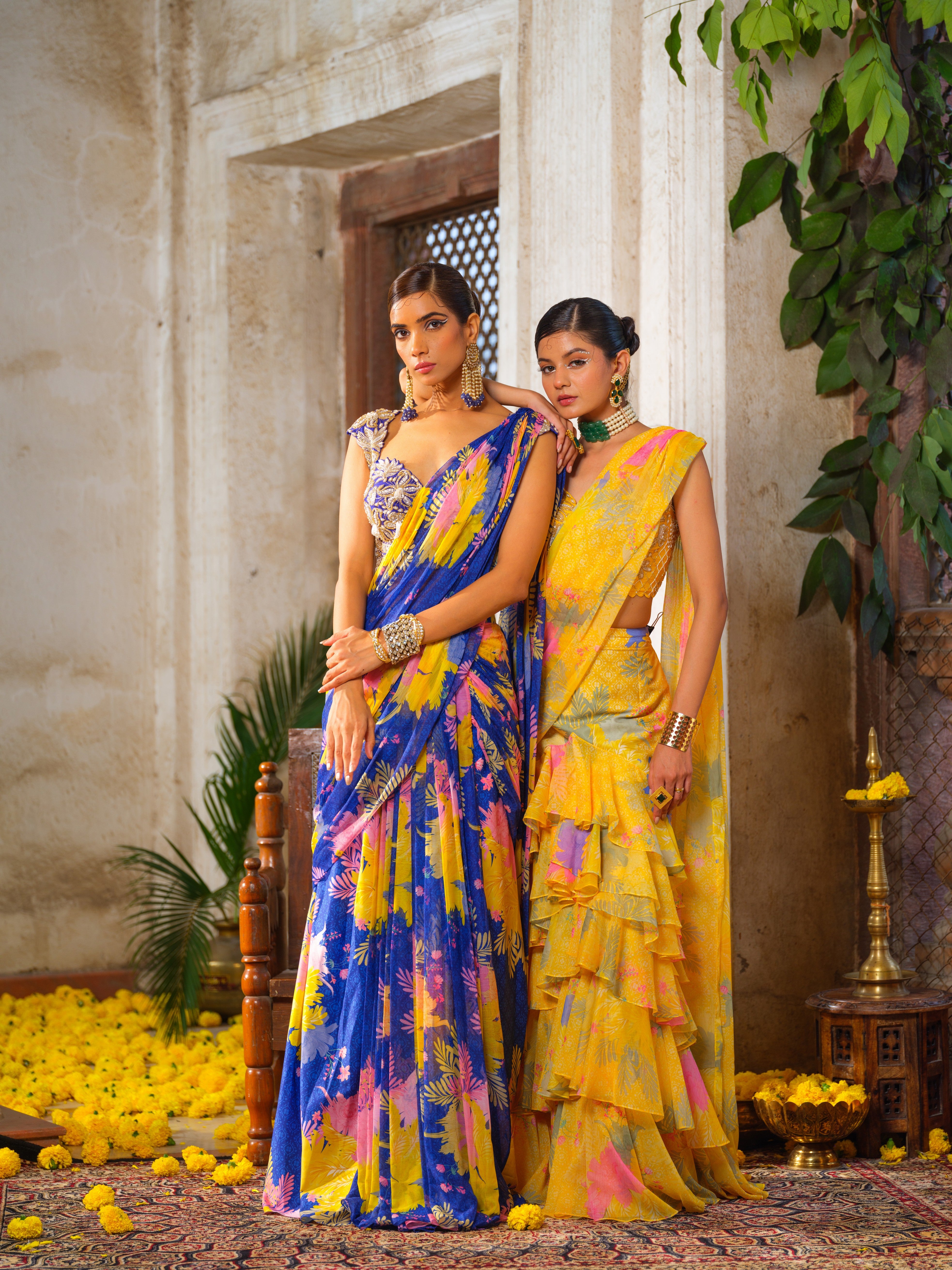 Neela classic draped saree set