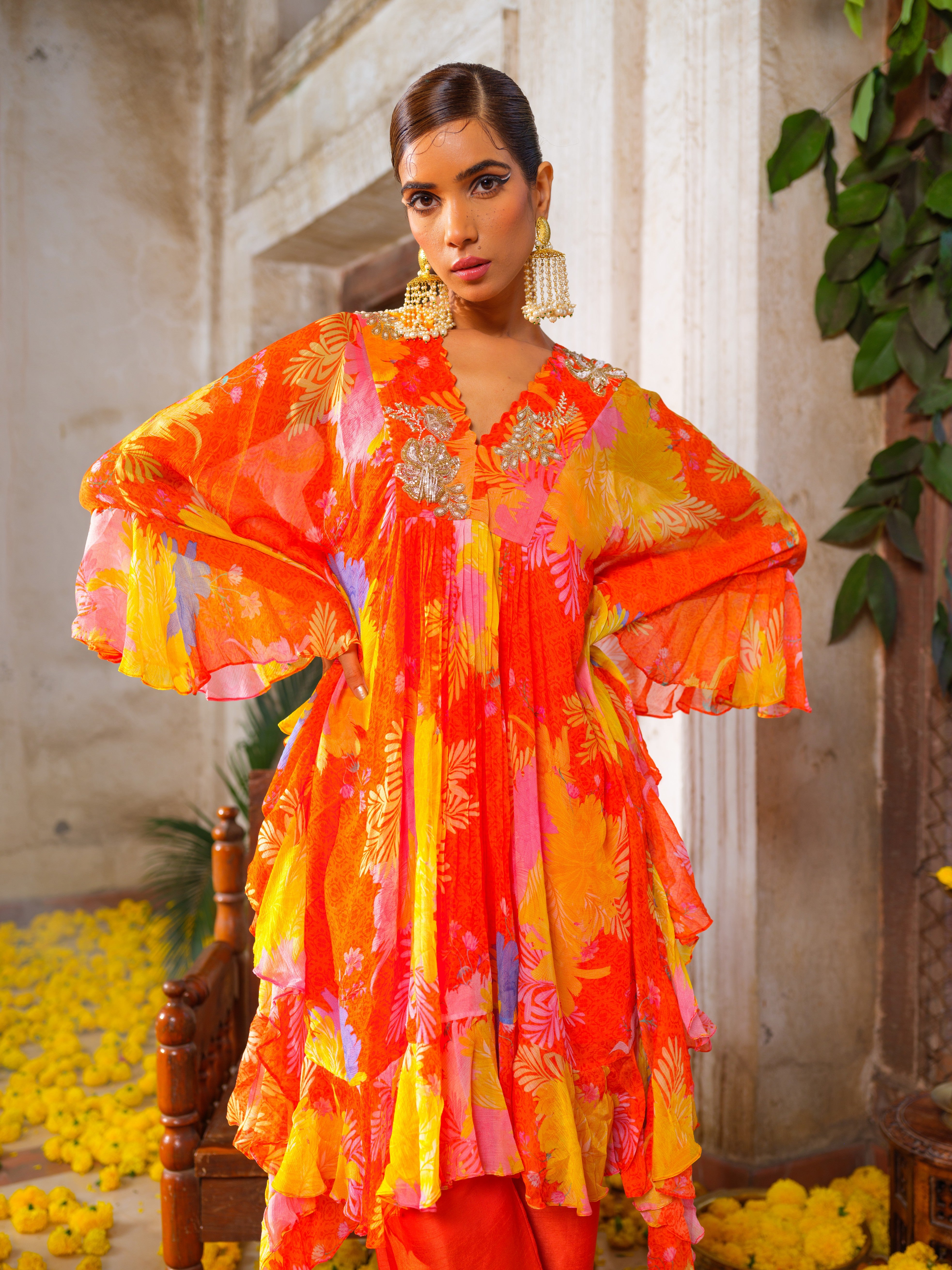 Gul ruffled tunic set