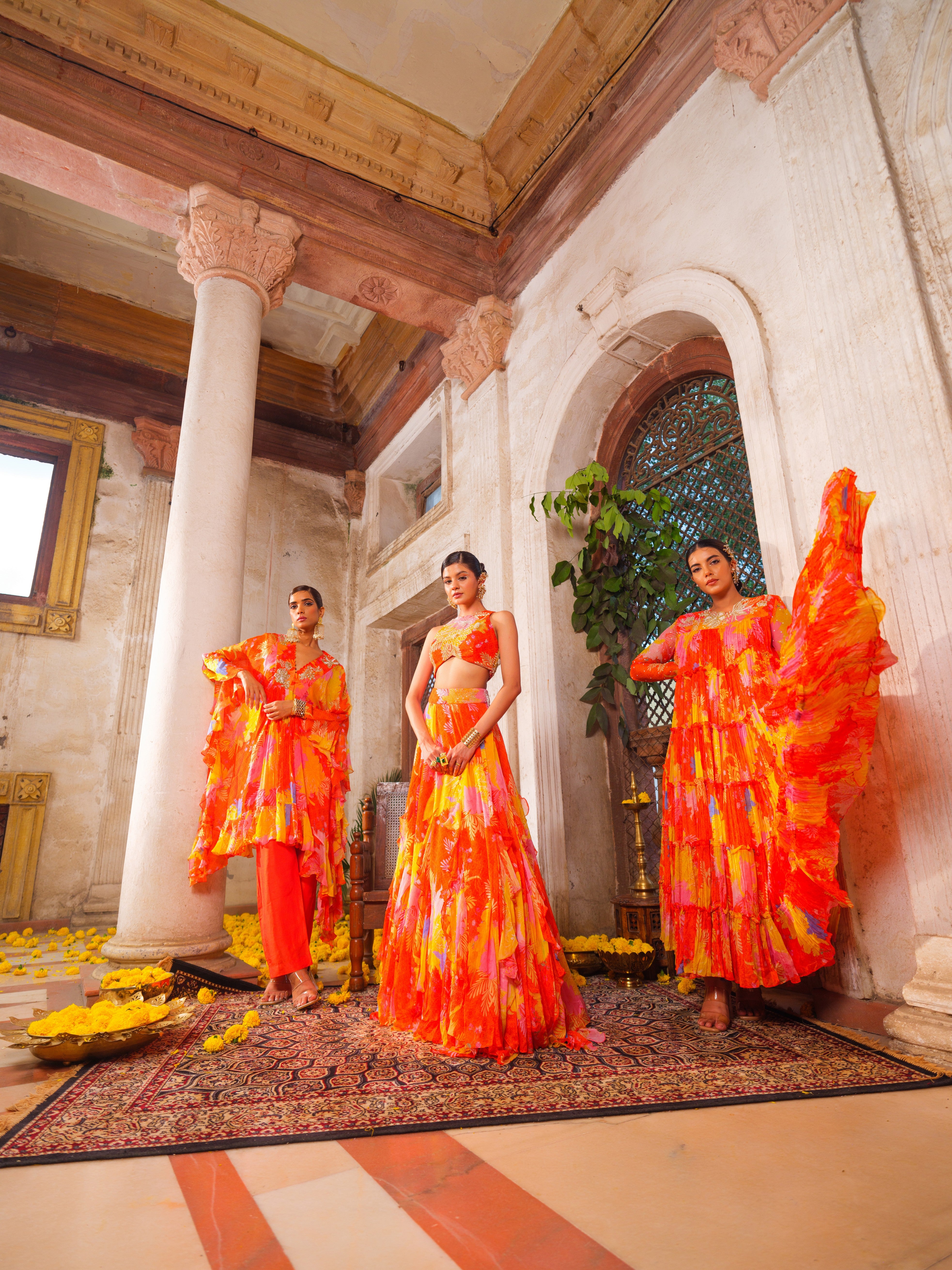 Gul ruffled lehenga set