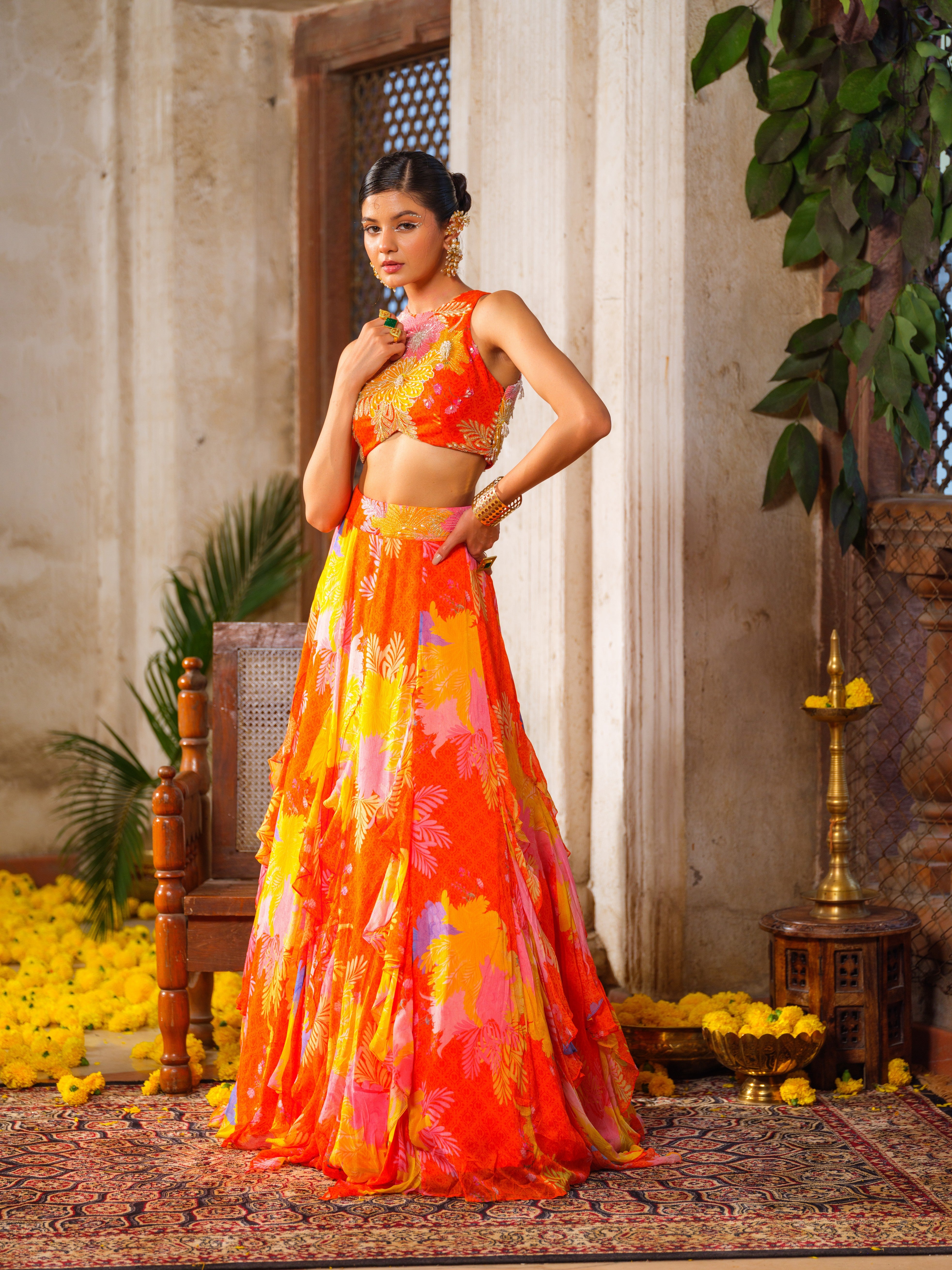 Gul ruffled lehenga set