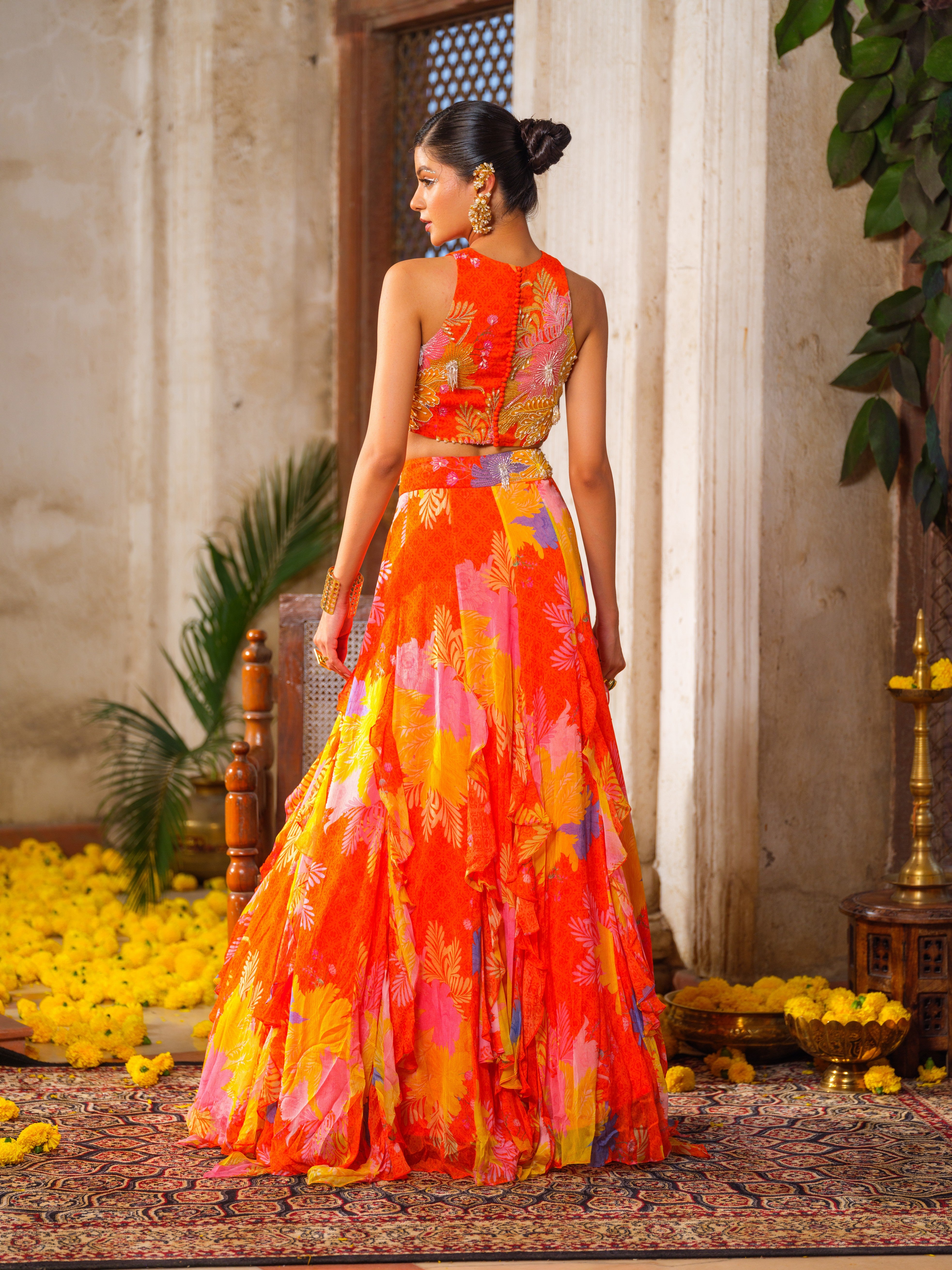 Gul ruffled lehenga set