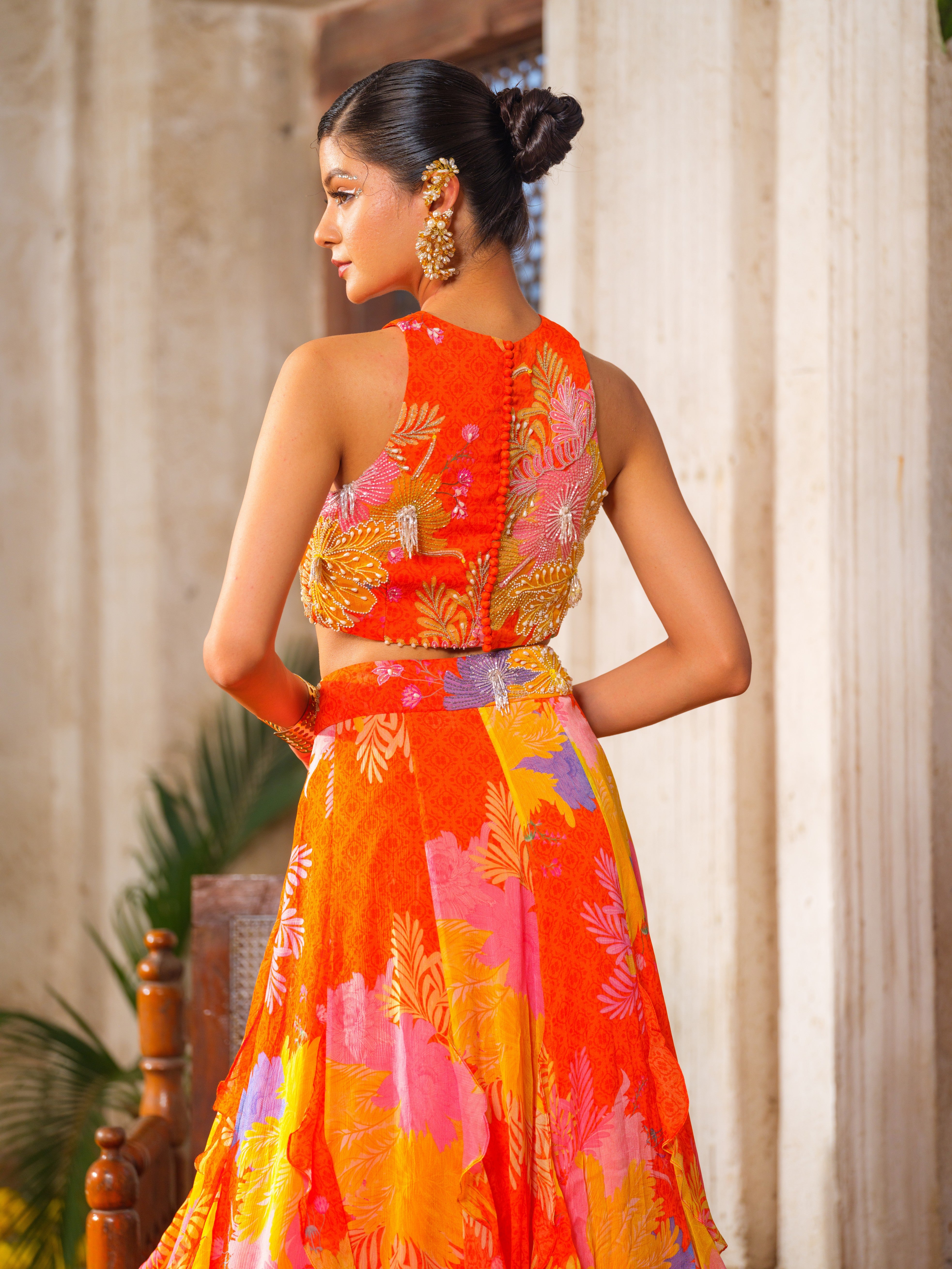 Gul ruffled lehenga set