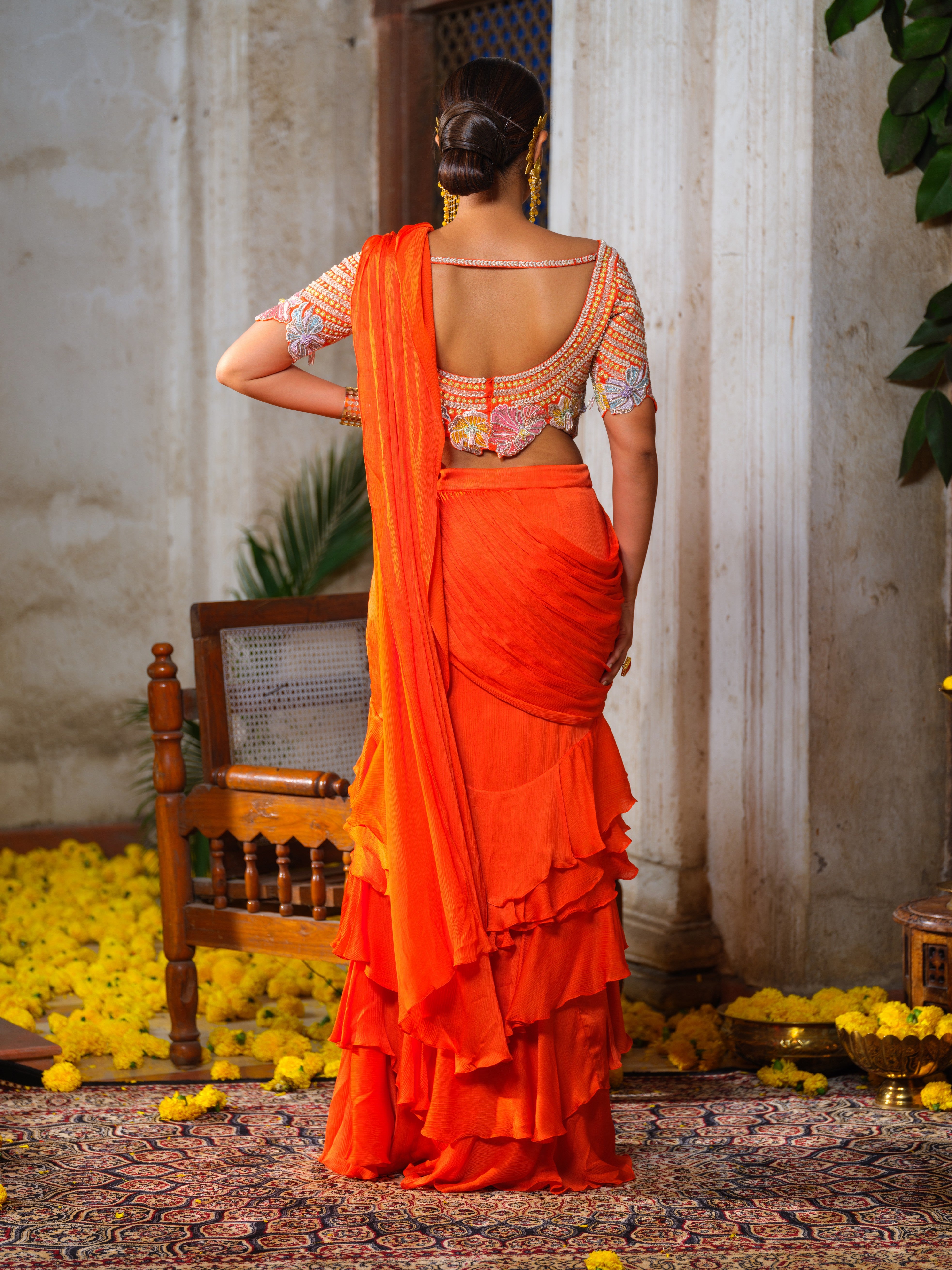 Lea o ruffled saree set