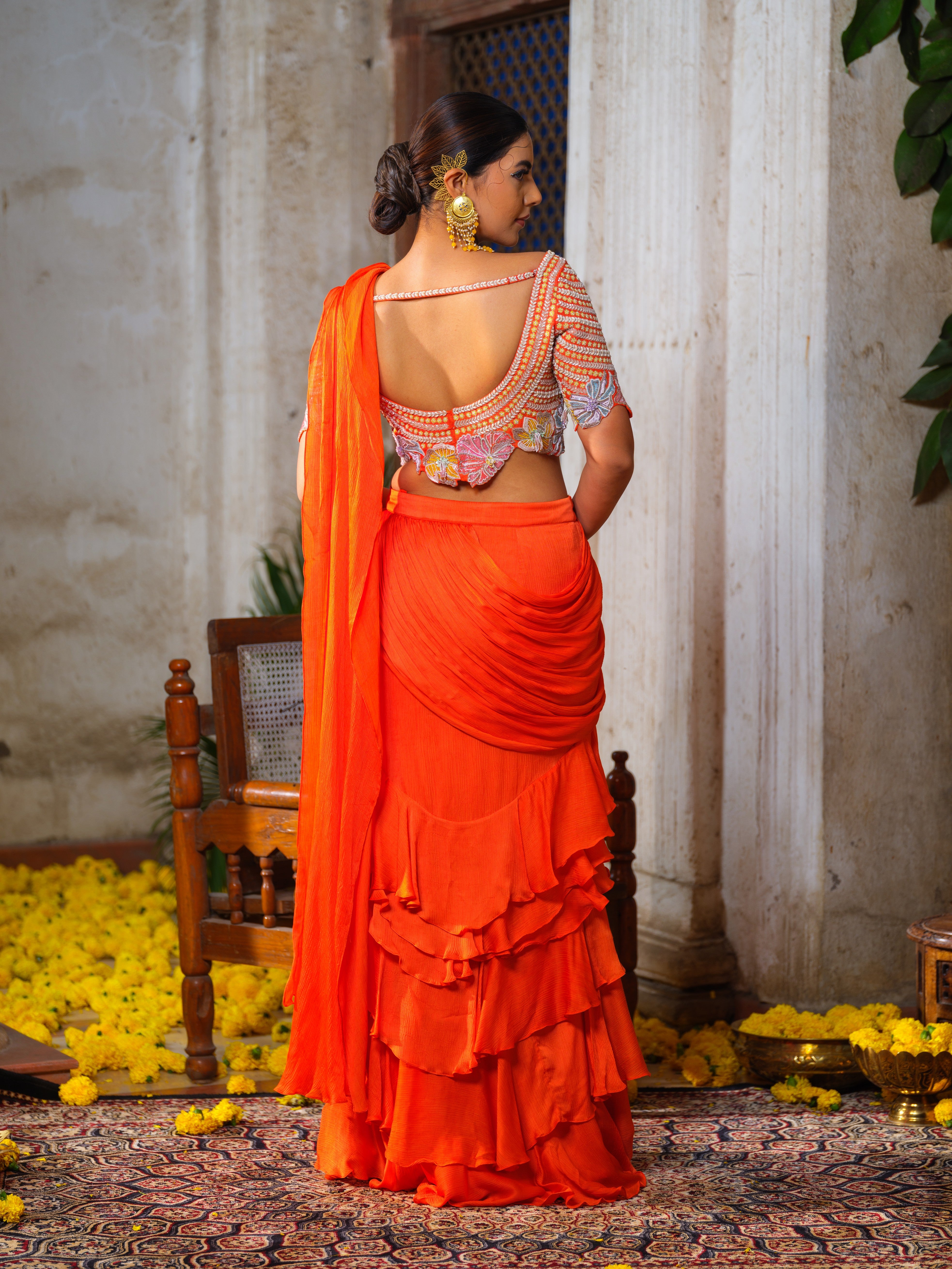 Lea o ruffled saree set