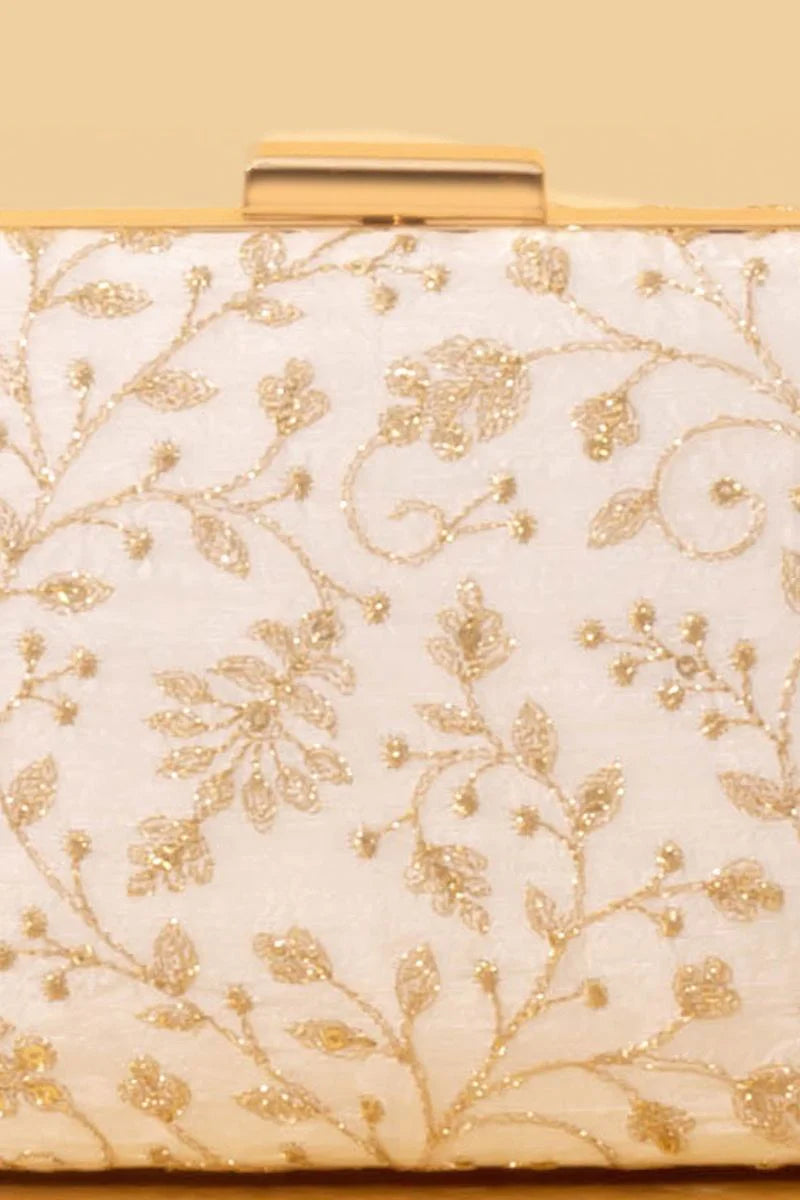 Antaria Embroidered Clutch - Off white