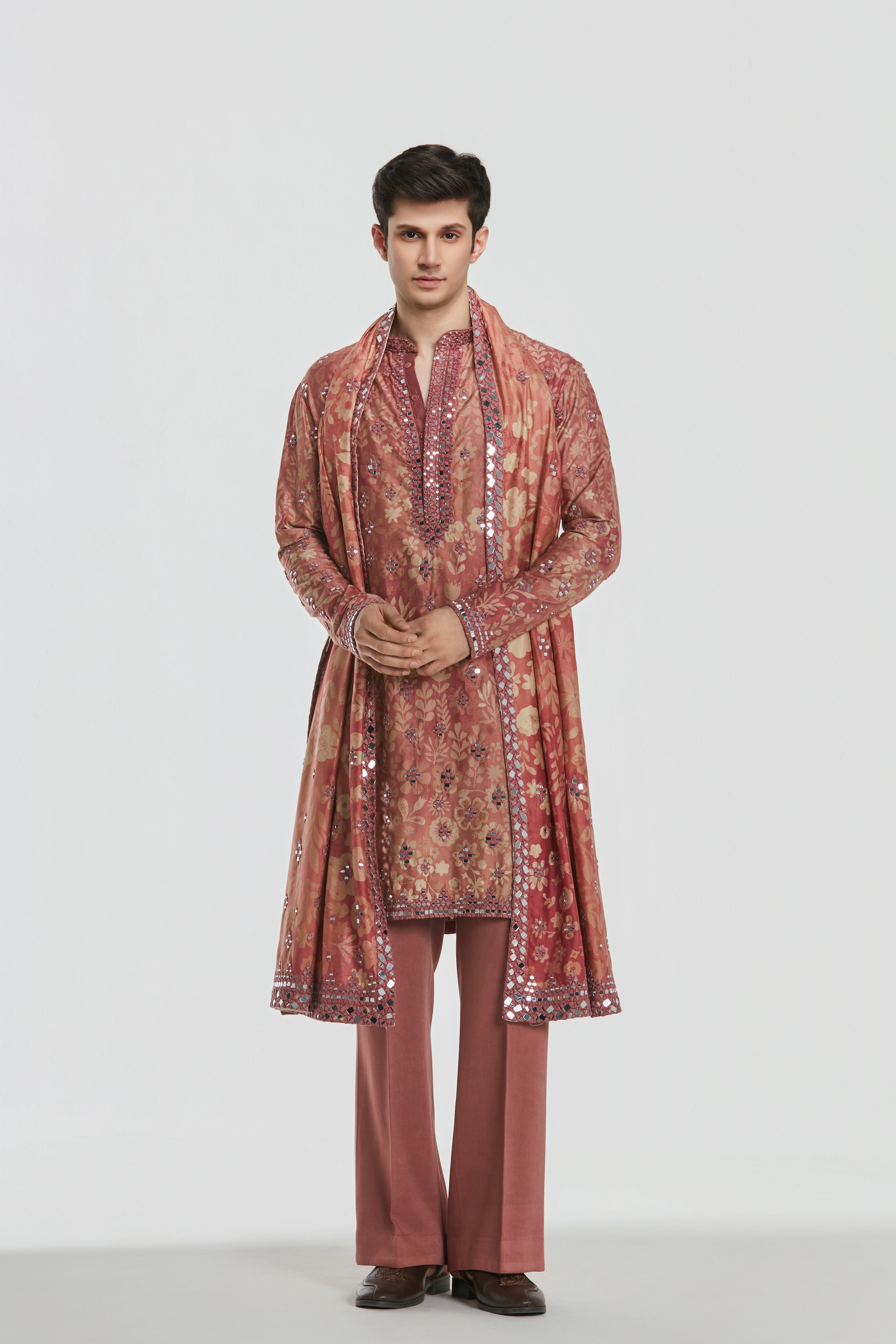 Kurta and stole - heavy chanderi , pant -Cotton twill