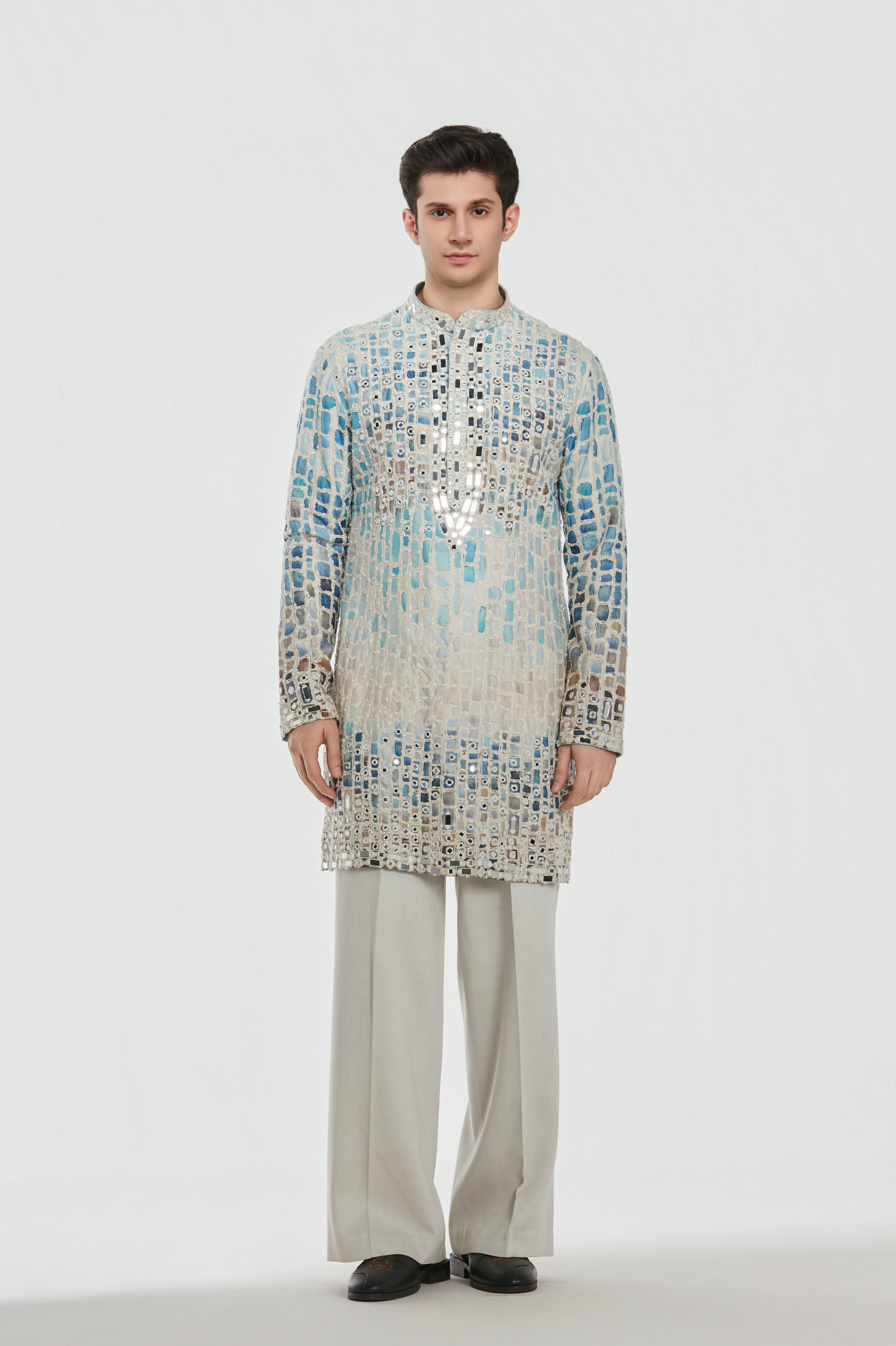 Kurta and stole - heavy chanderi , pant -Cotton twill
