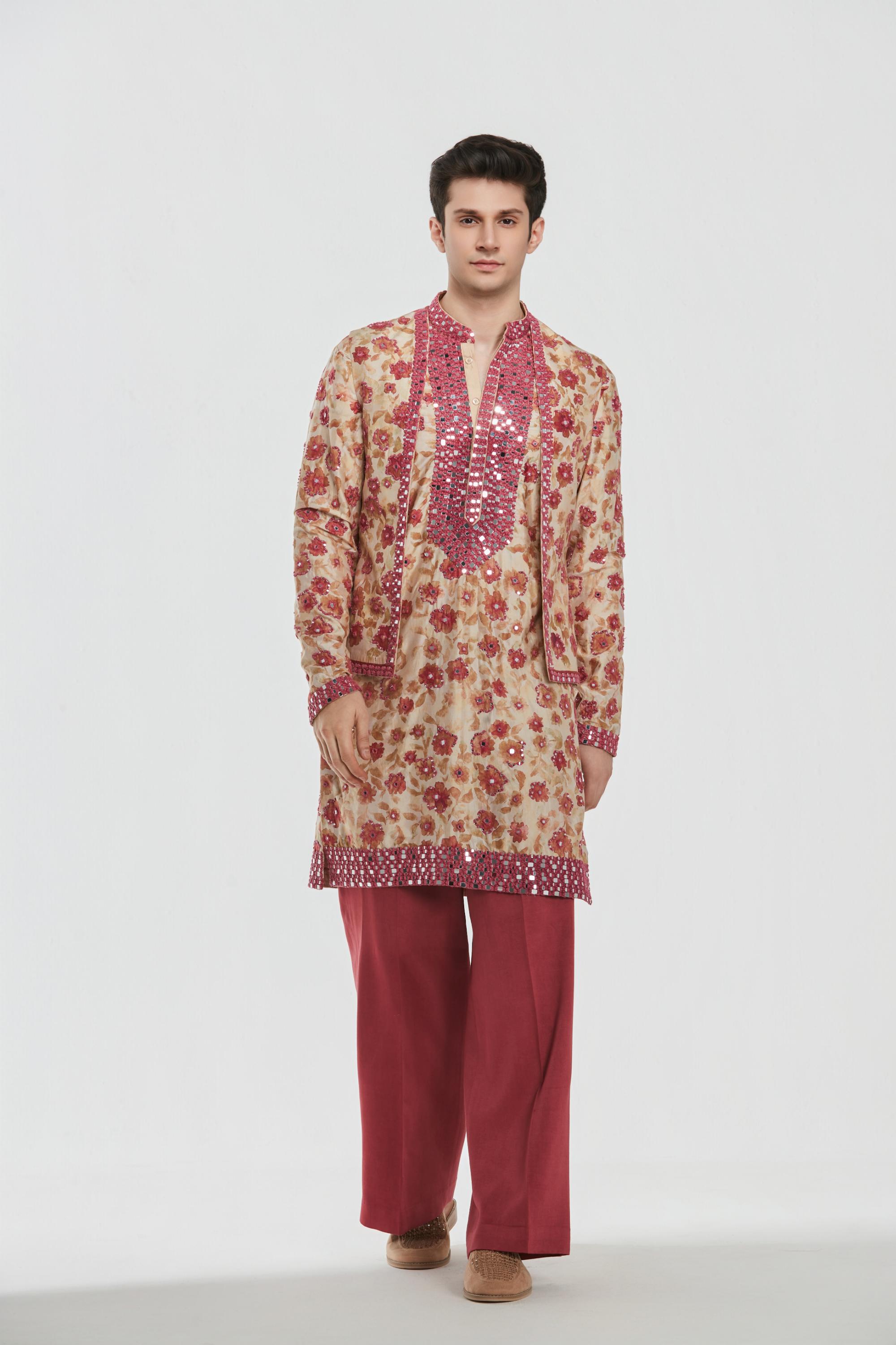 Kurta and stole - heavy chanderi , pant -Cotton twill