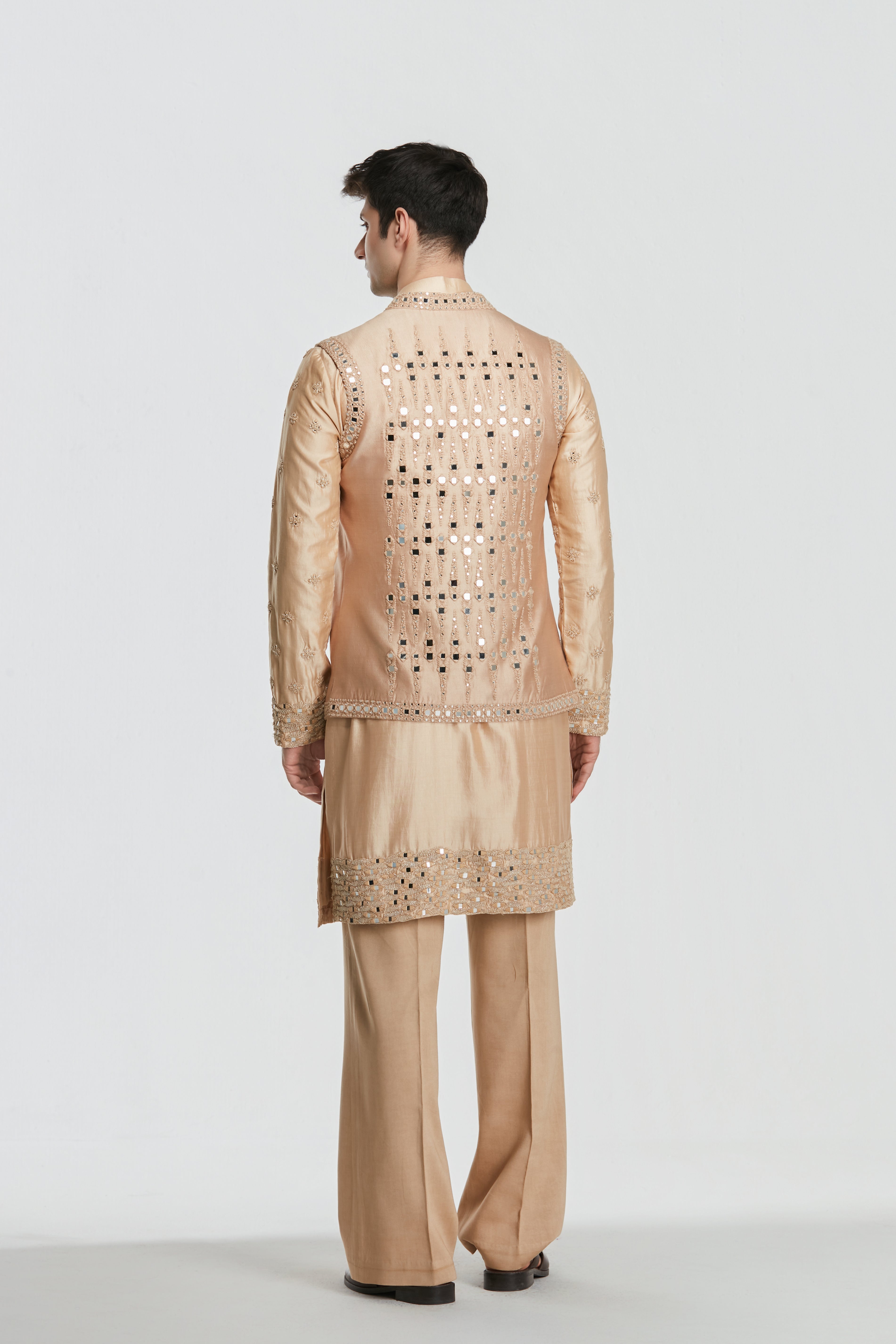 Kurta and jacket- heavy chanderi , pant -Cotton twill