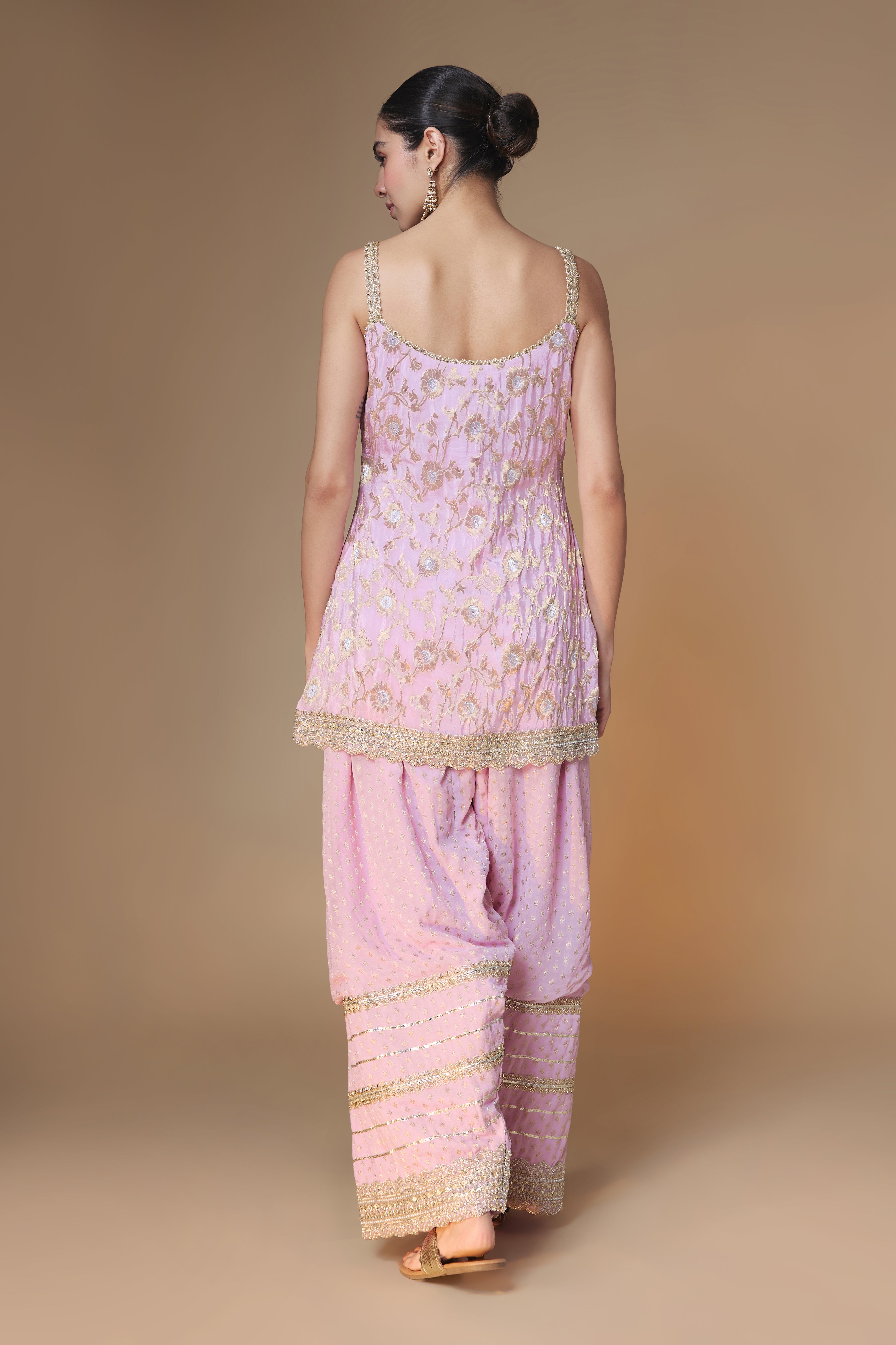 Lilac benarasi jaal kurta & farshi salwar set
