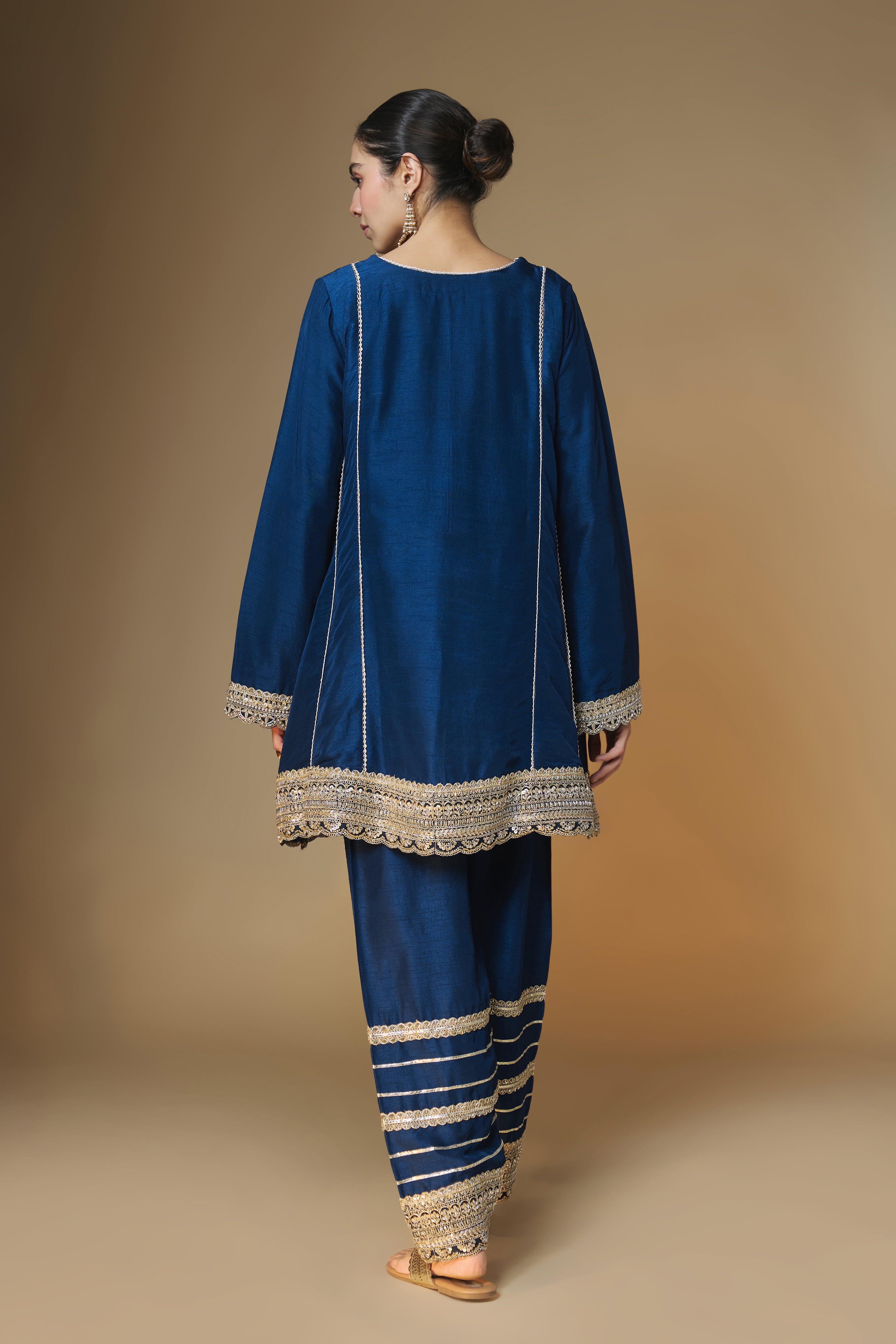 Midnight blue choga kurta & salwar set