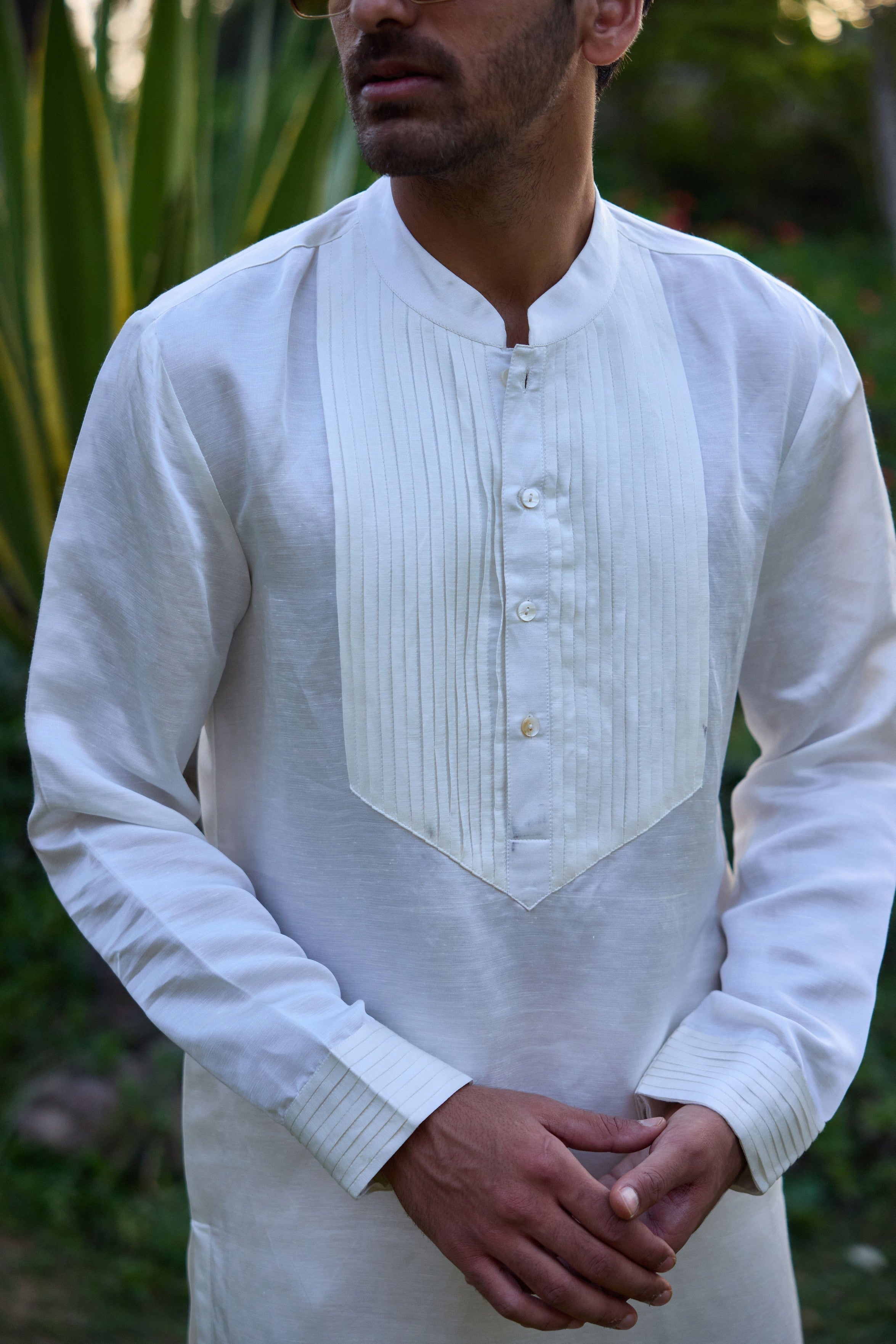 IVORY PLEATED KURTA