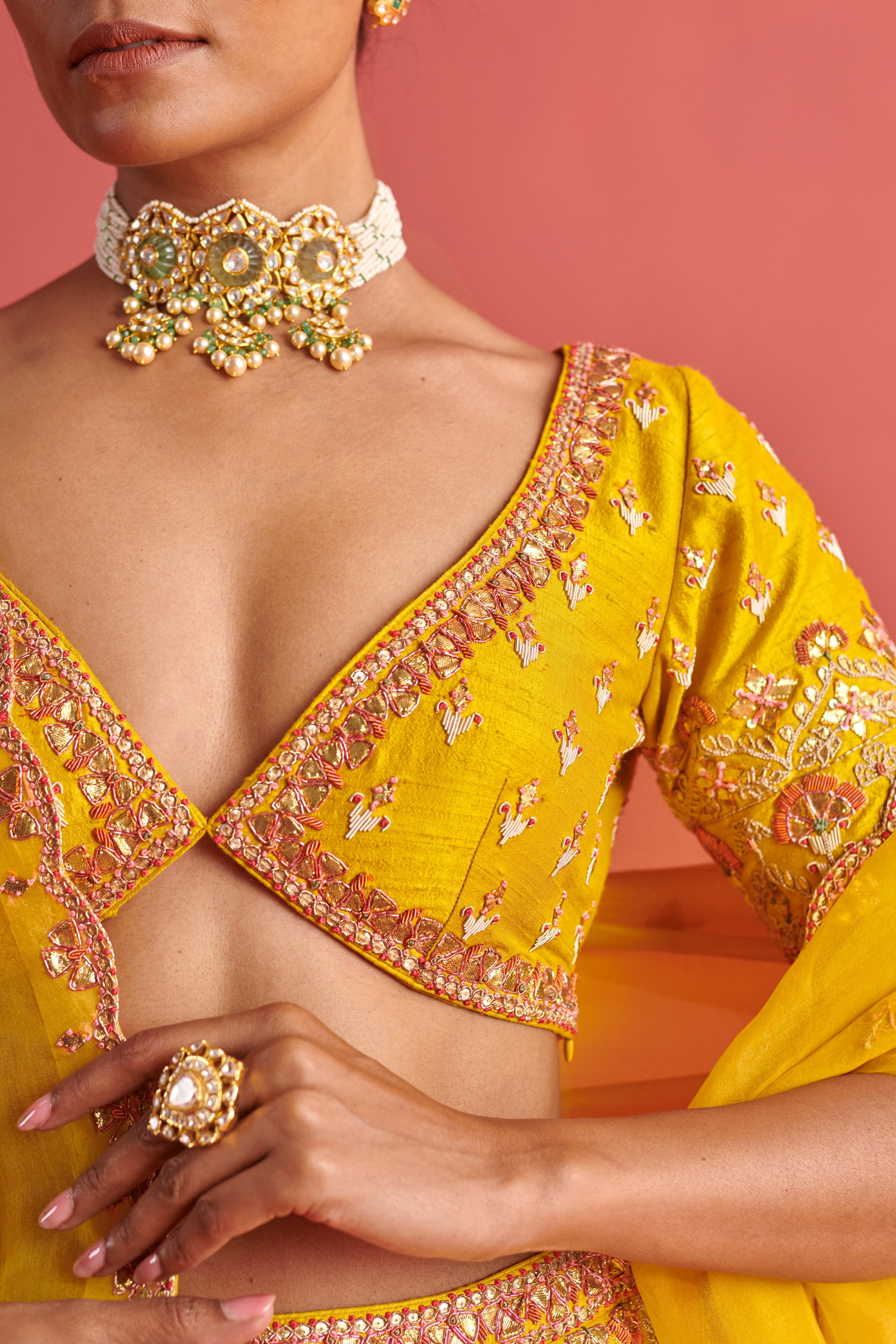 Yellow Lehenga & Bloluse with Organza Dupatta