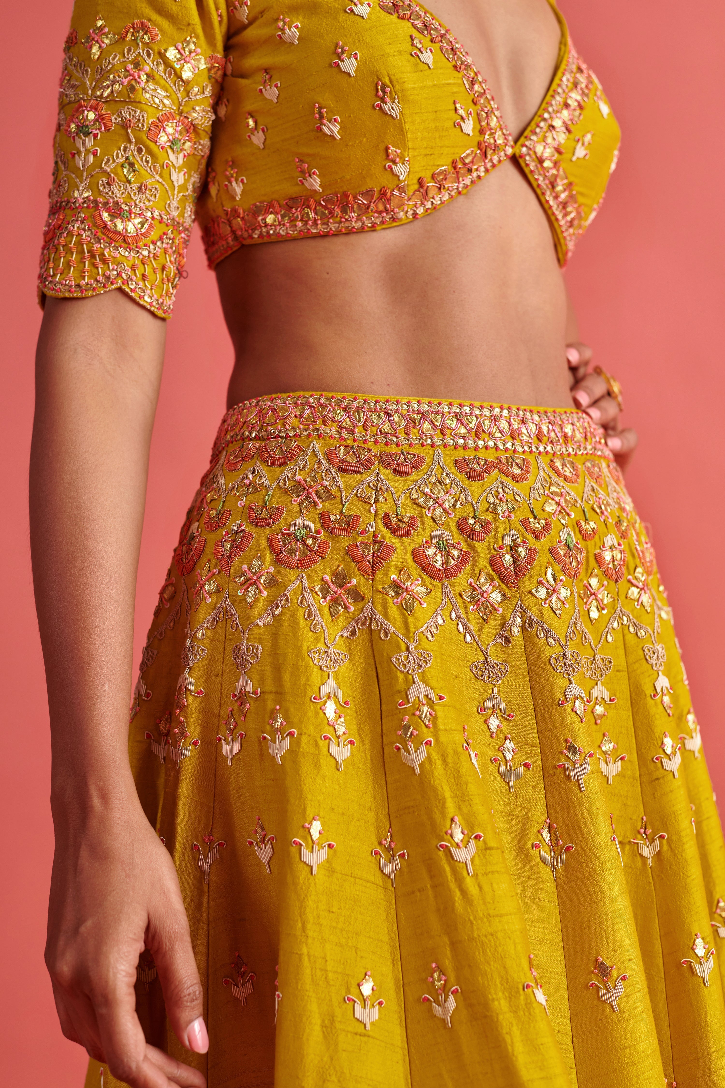 Yellow Lehenga & Bloluse with Organza Dupatta