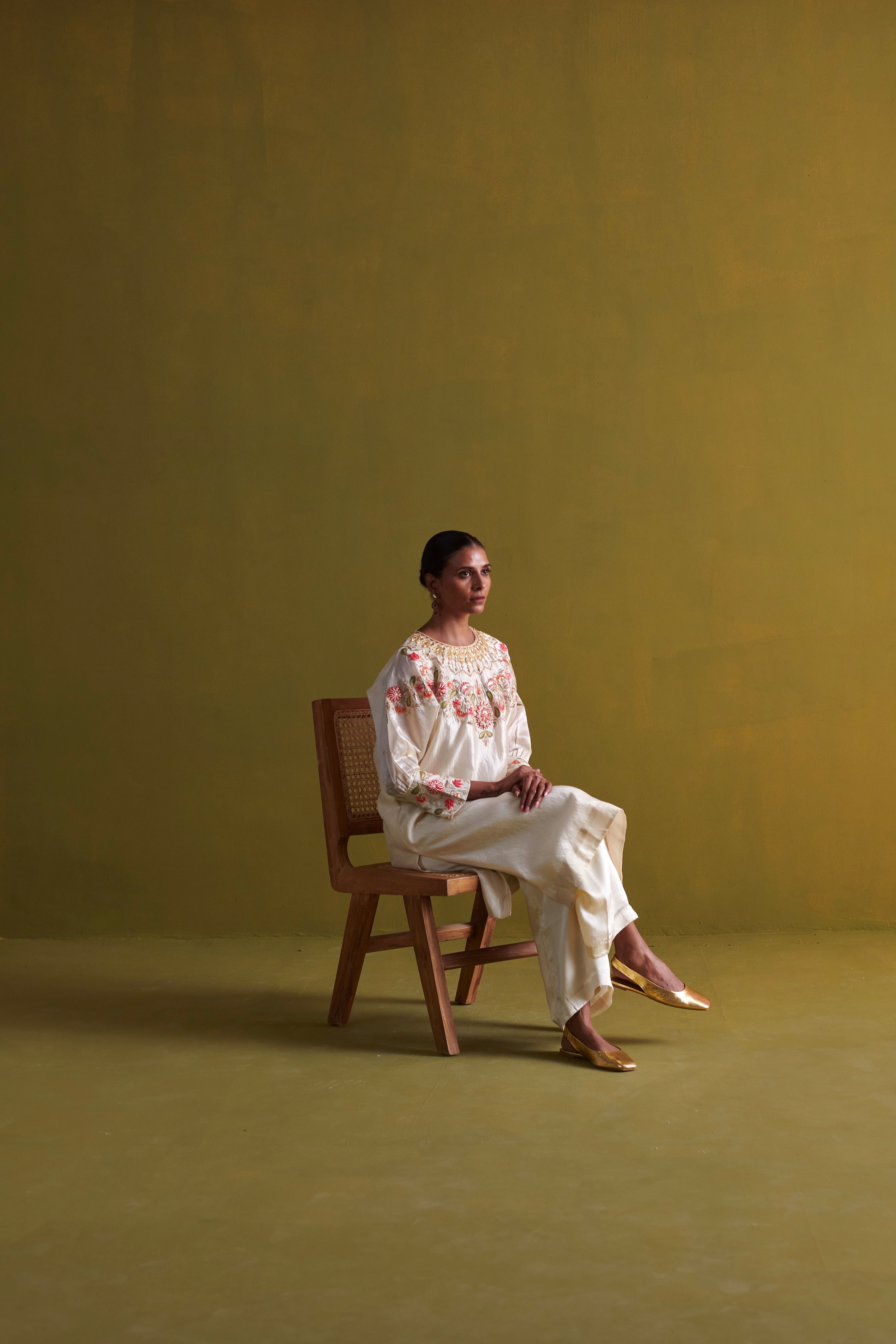 Kora Silk Kurti, Bamberg Satin Pallazo