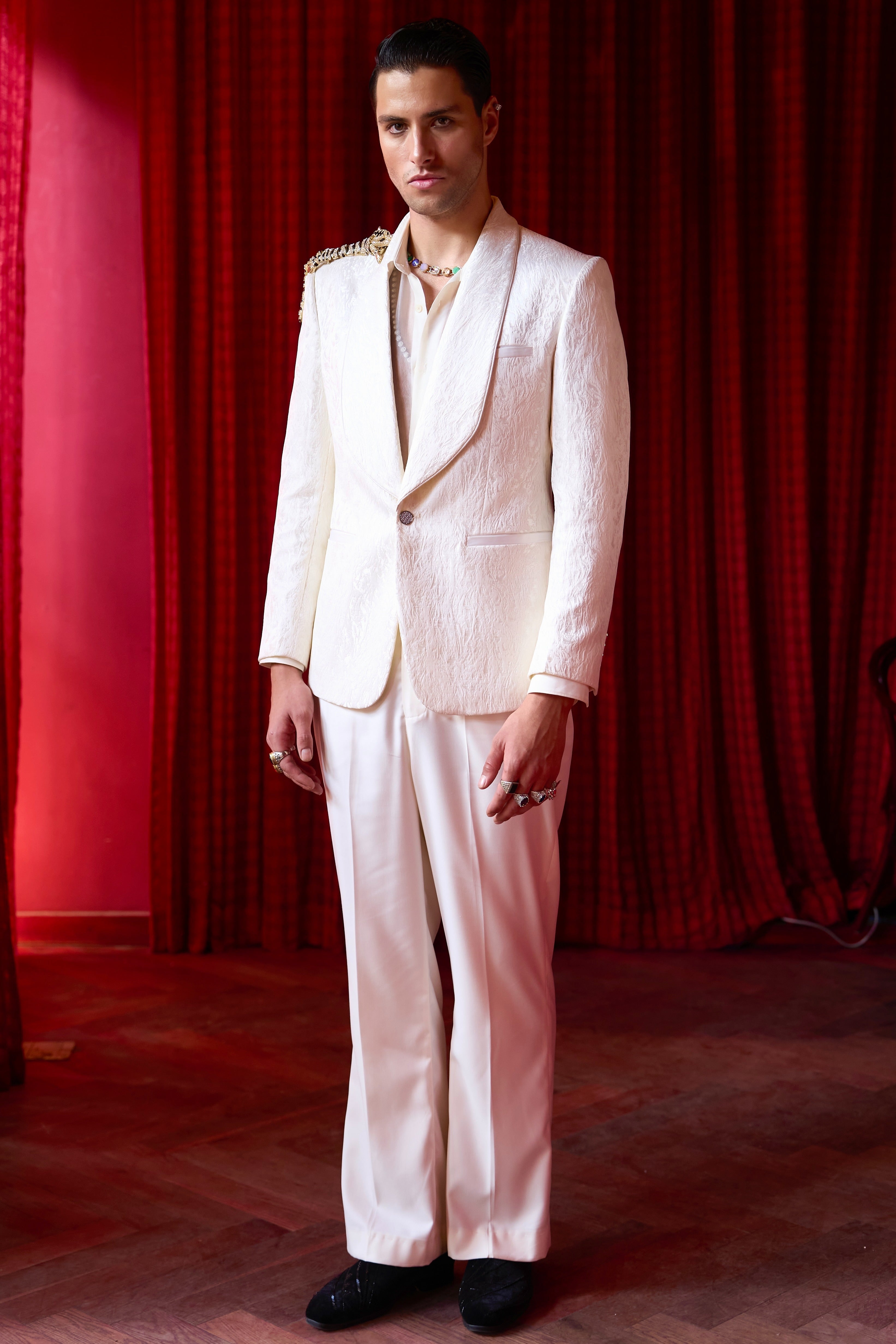 Gilded Whisper Embroidered Tuxedo Set