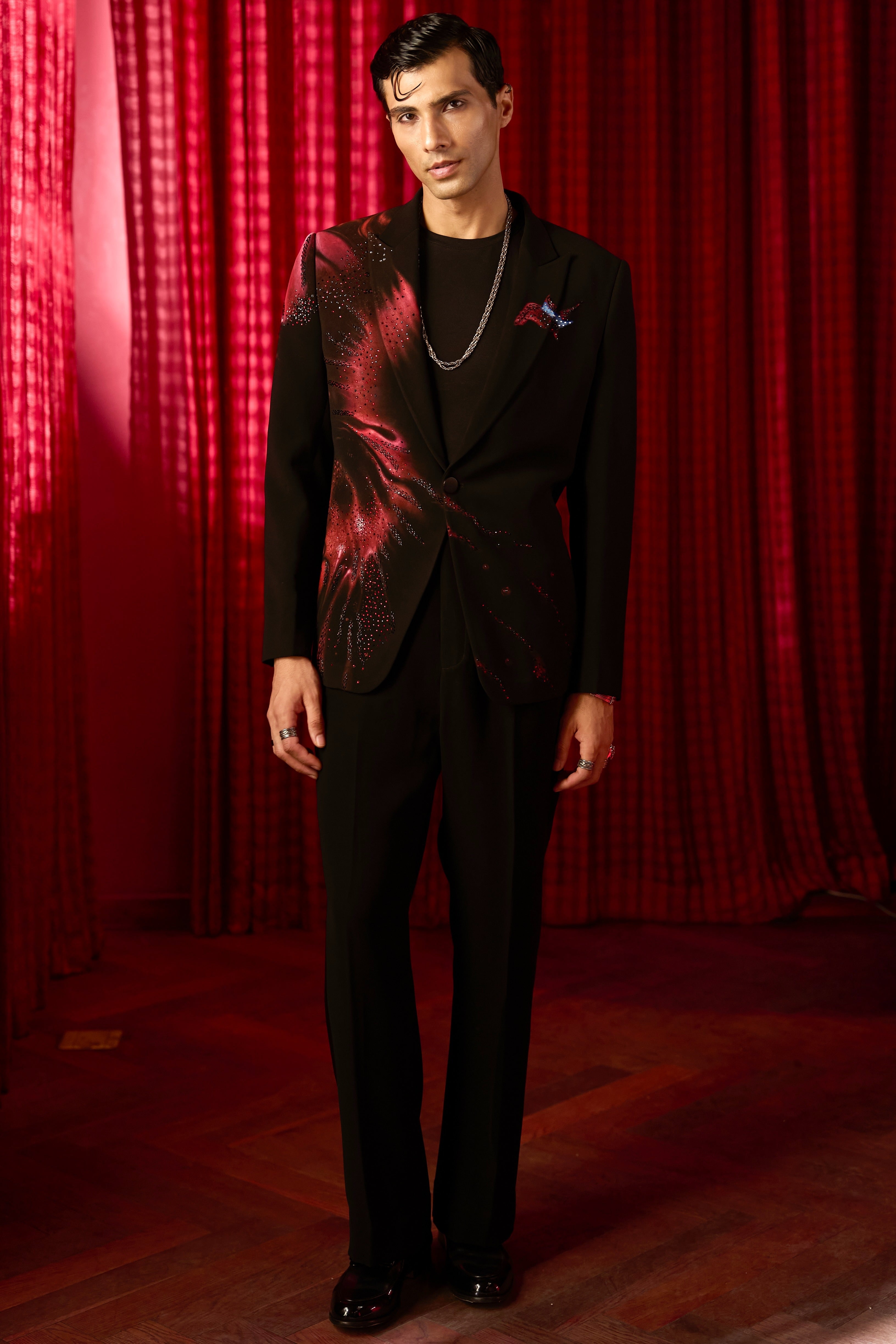Stardust Flame Embroidered Tuxedo Set