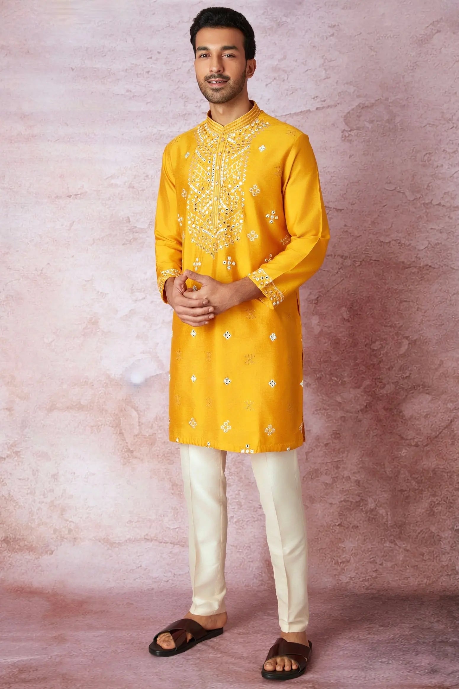 Mustard Mirror Work Marvel Kurta
