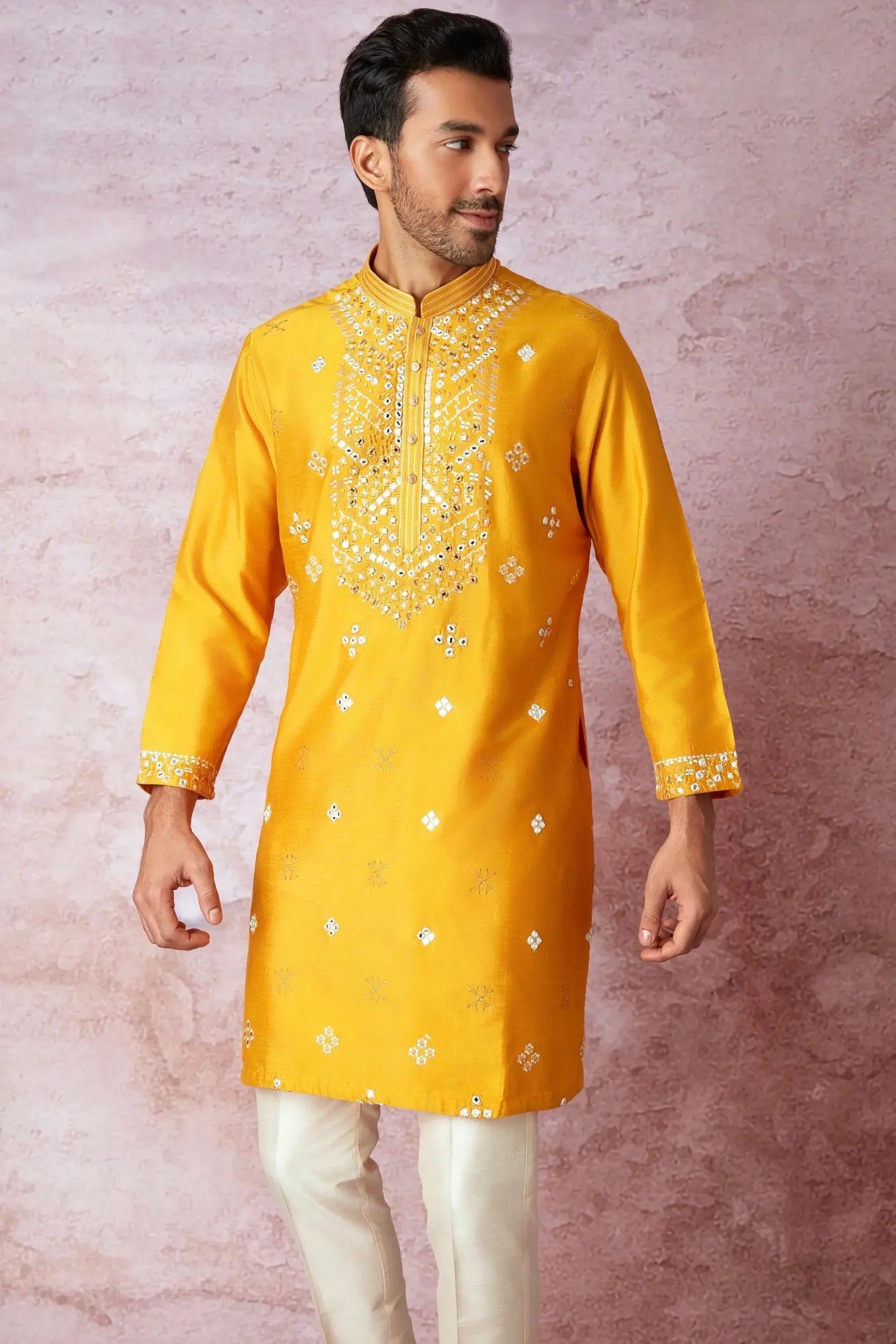 Mustard Mirror Work Marvel Kurta