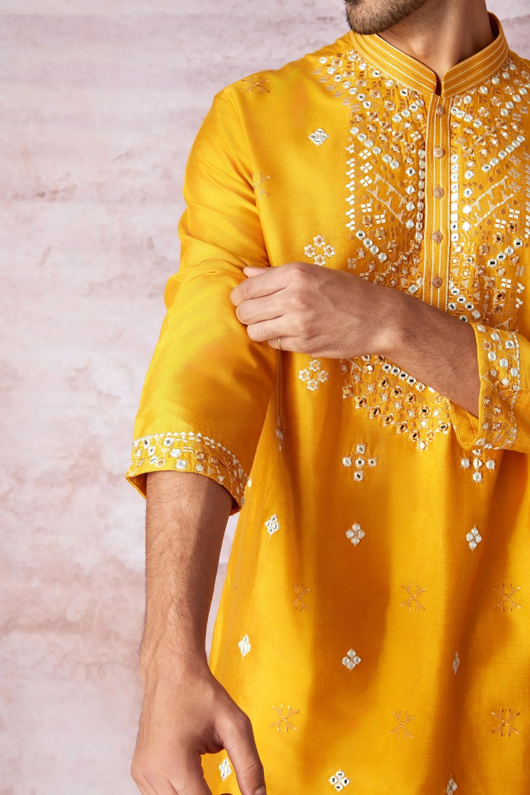 Mustard Mirror Work Marvel Kurta