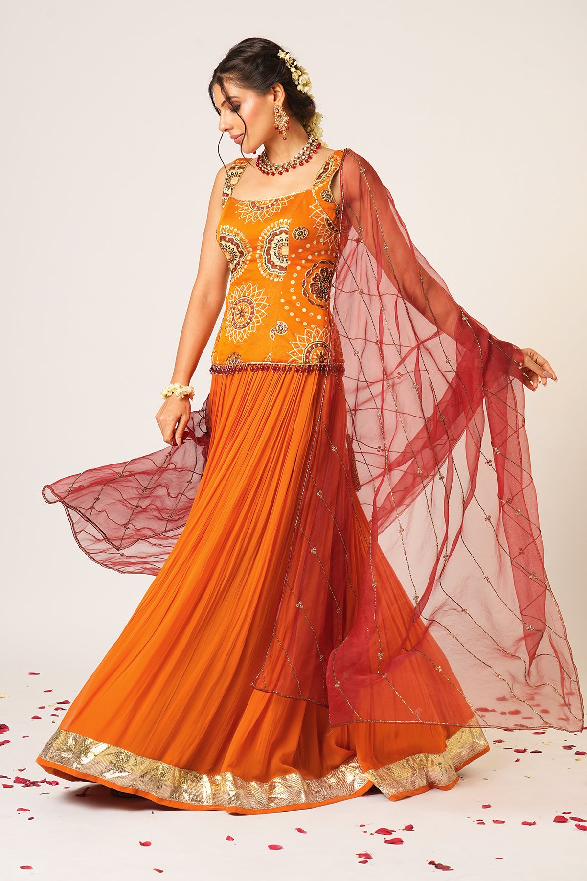 ORANGE GOLAKARI LEHENGA