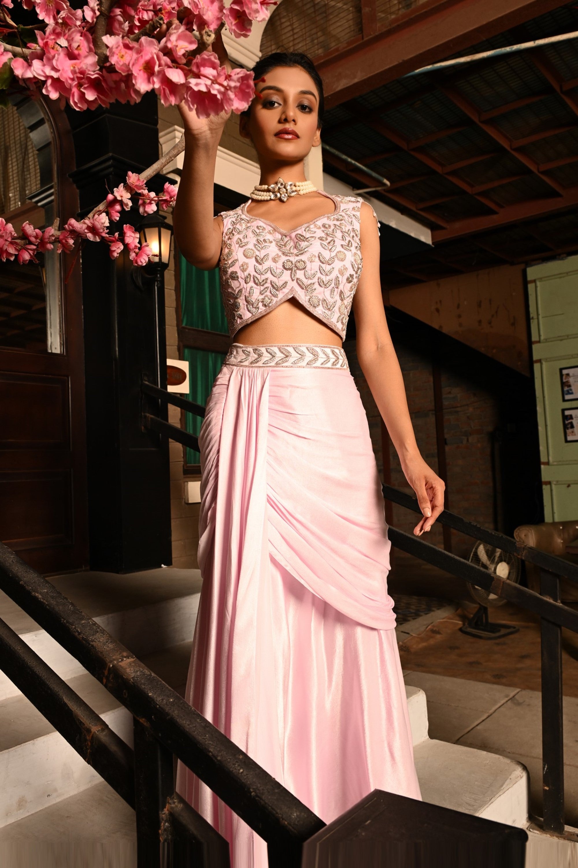 PINK COLOR INDO WESTERN SKIRT DRESS