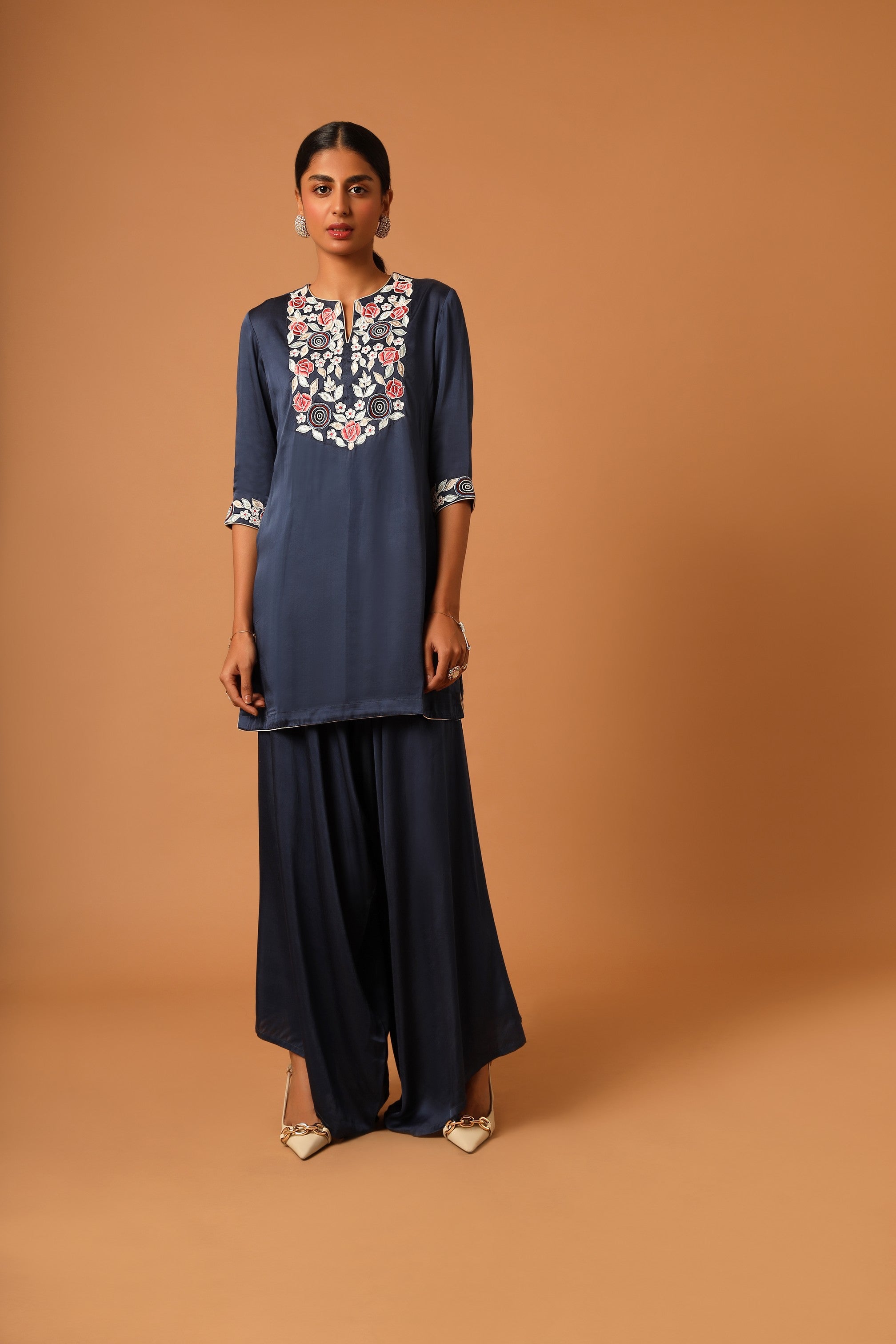 Blue embroidered kurti with pants