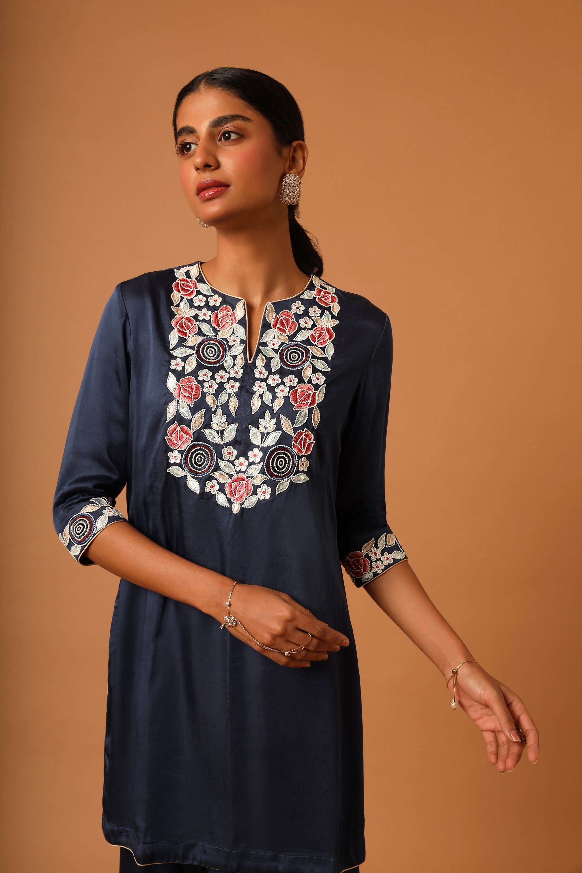 Blue embroidered kurti with pants
