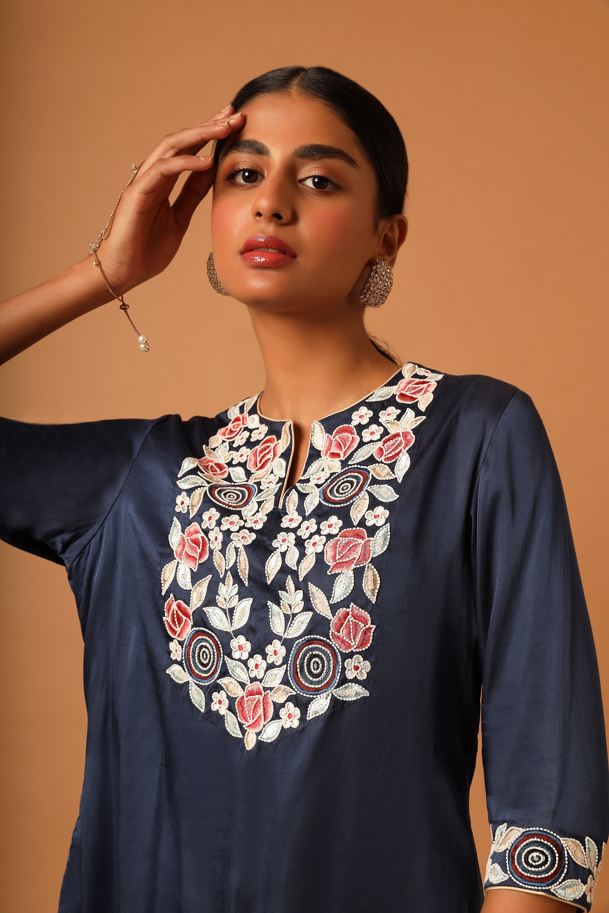 Blue embroidered kurti with pants