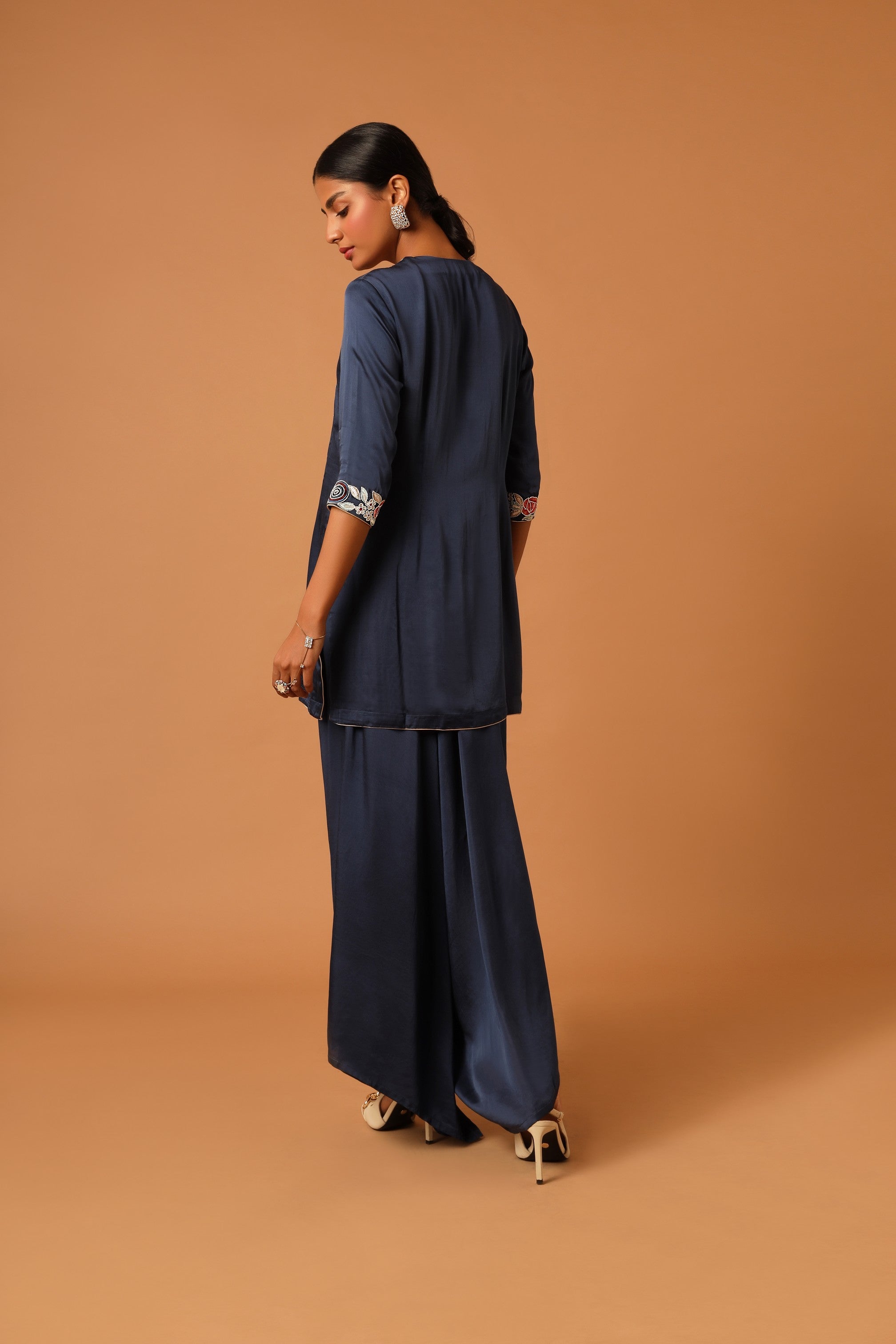 Blue embroidered kurti with pants