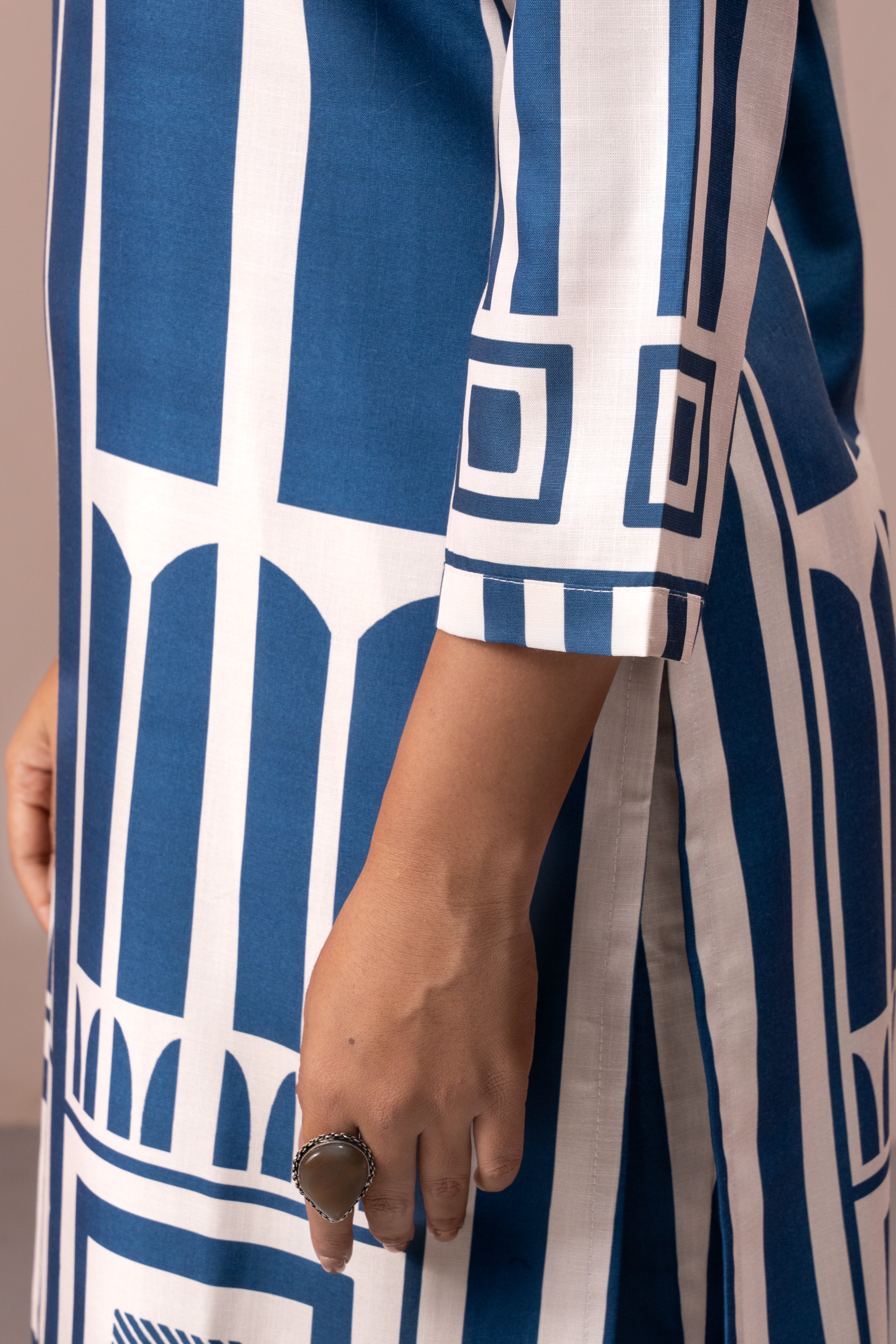 BLUE WOMEN PRINTED KURTA SET