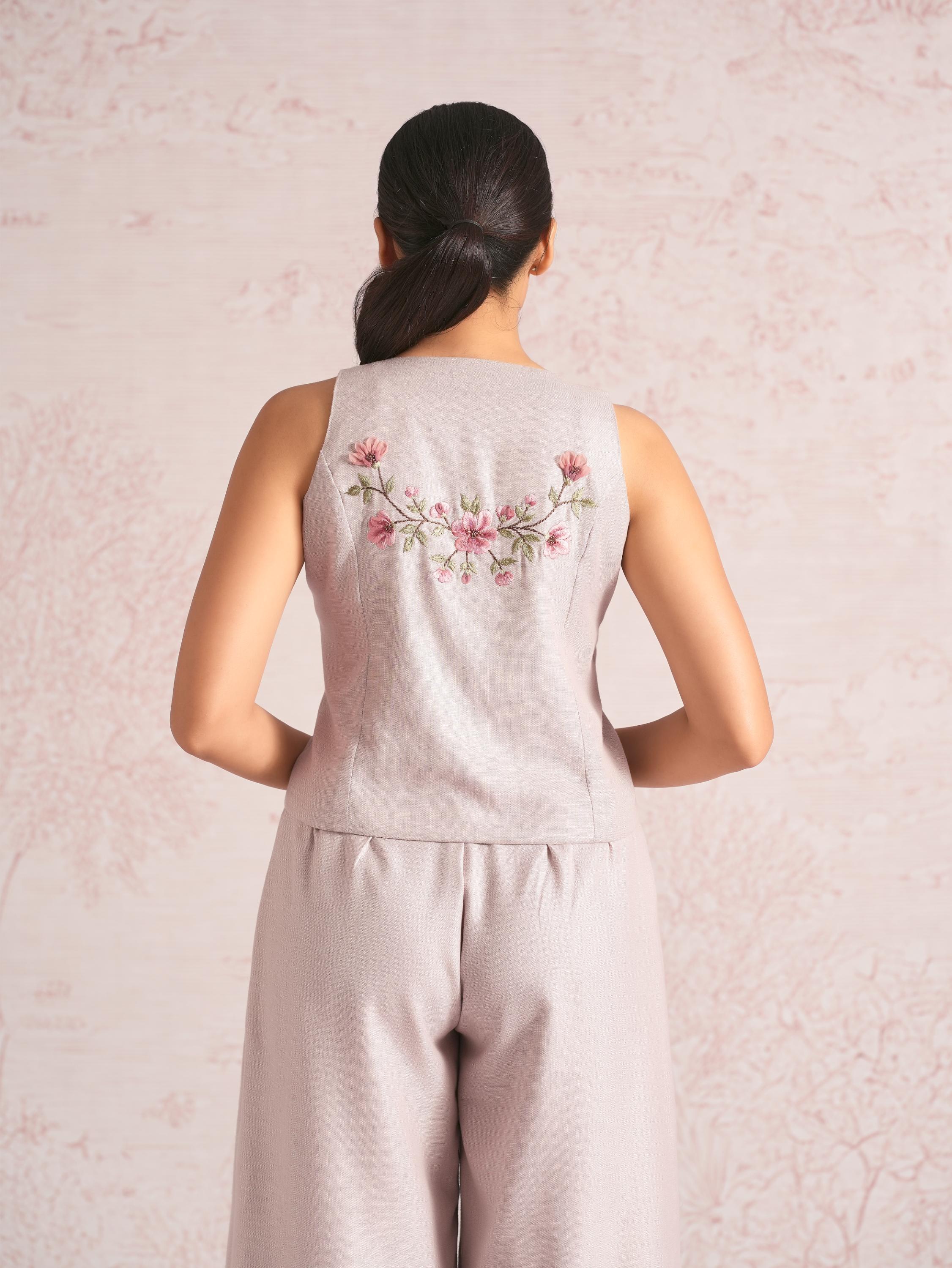 Blush Vines Waist Coat Co-ord set