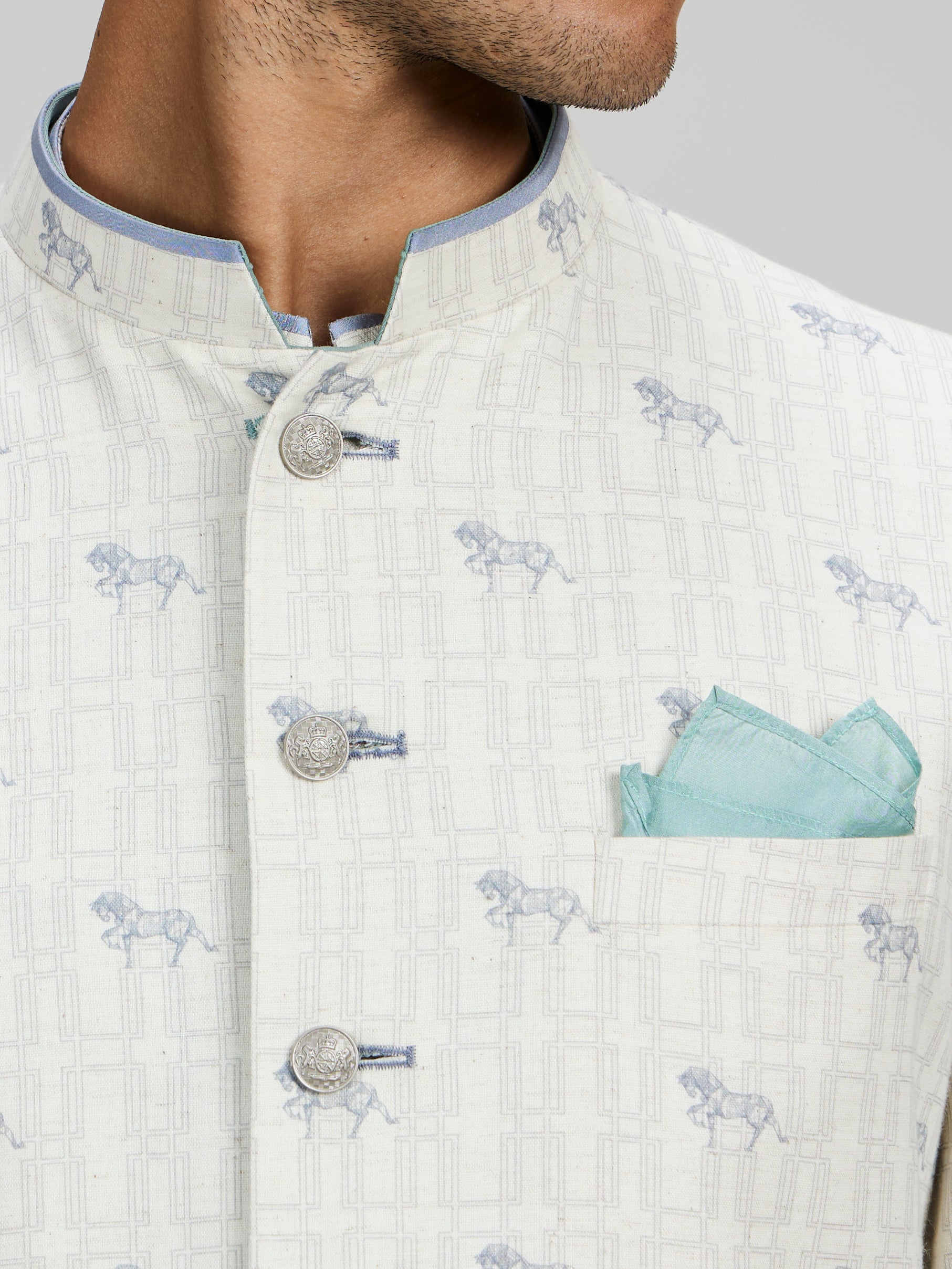 Cream horse of Siena sleeveless sherwani jacket