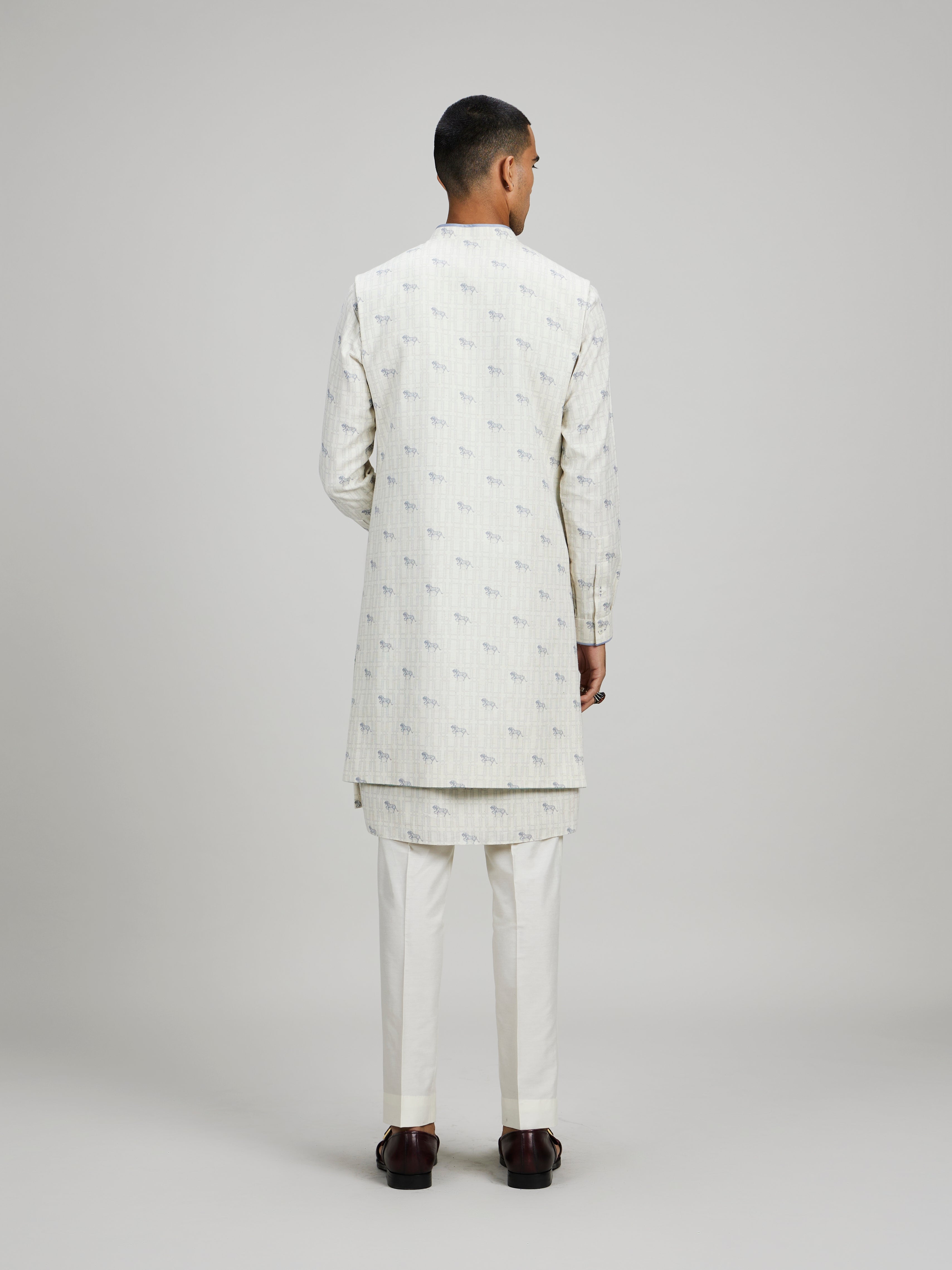 Cream horse of Siena sleeveless sherwani jacket