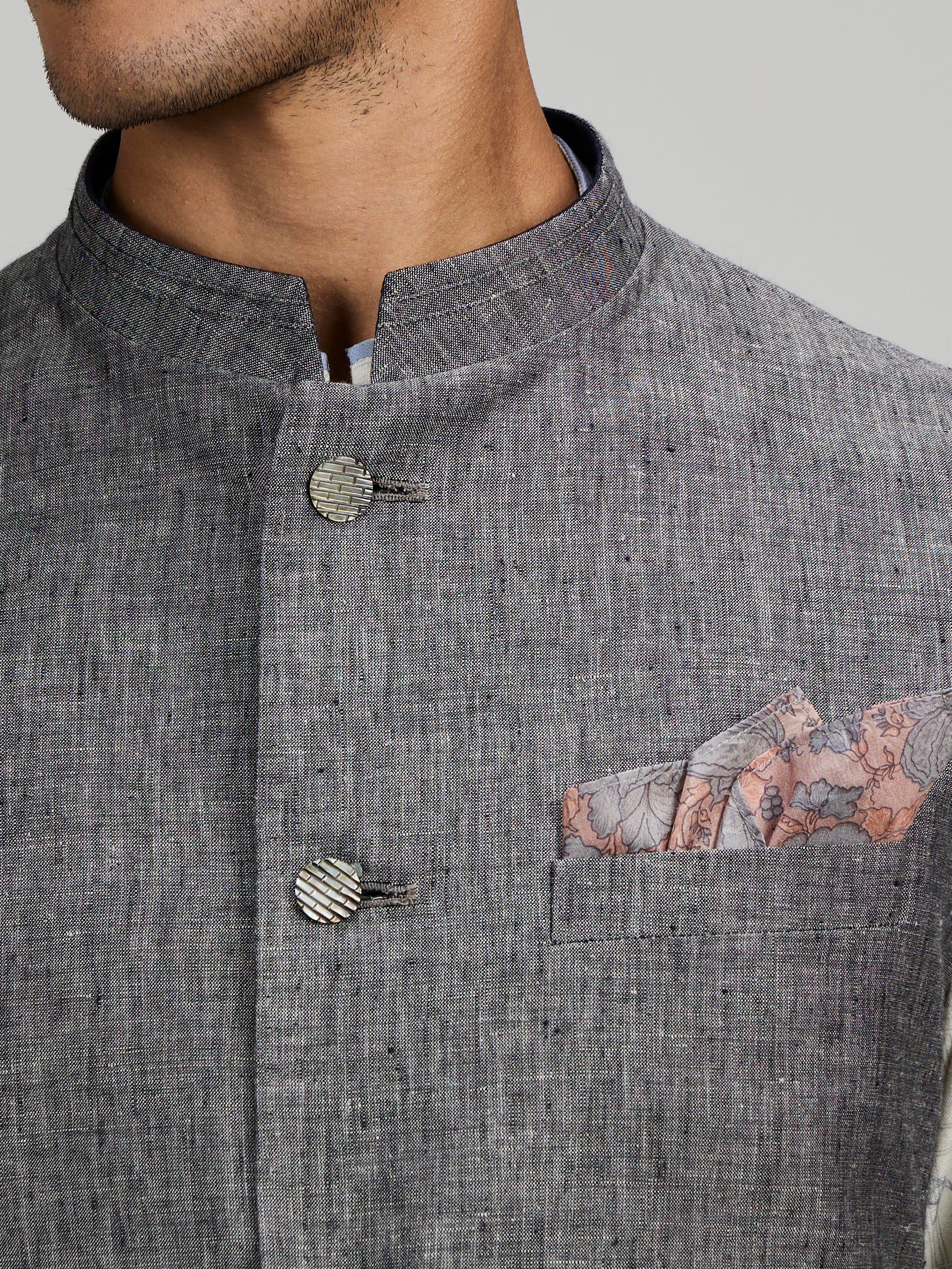 Charcoal linen classic bandhi jacket