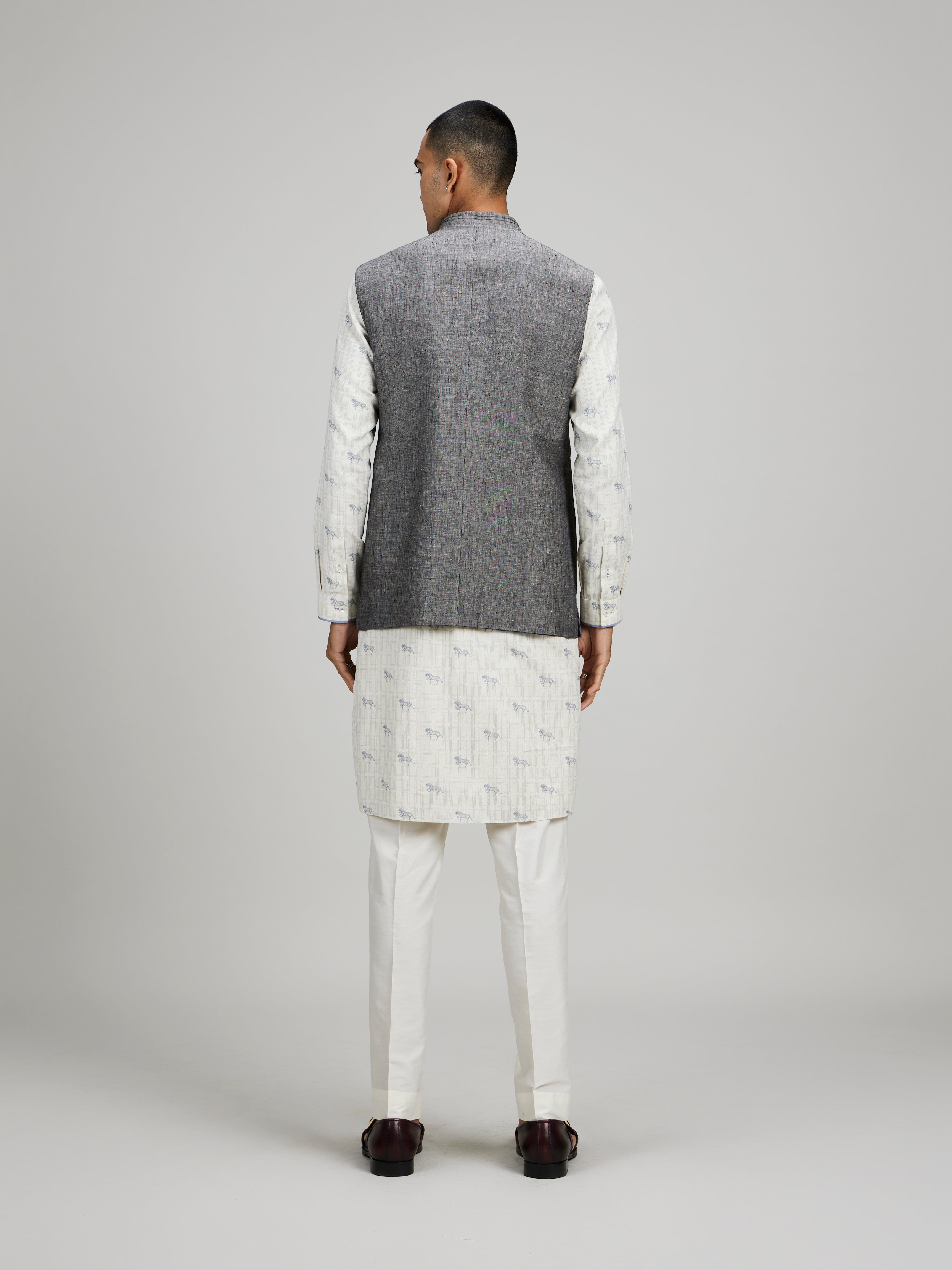 Charcoal linen classic bandhi jacket