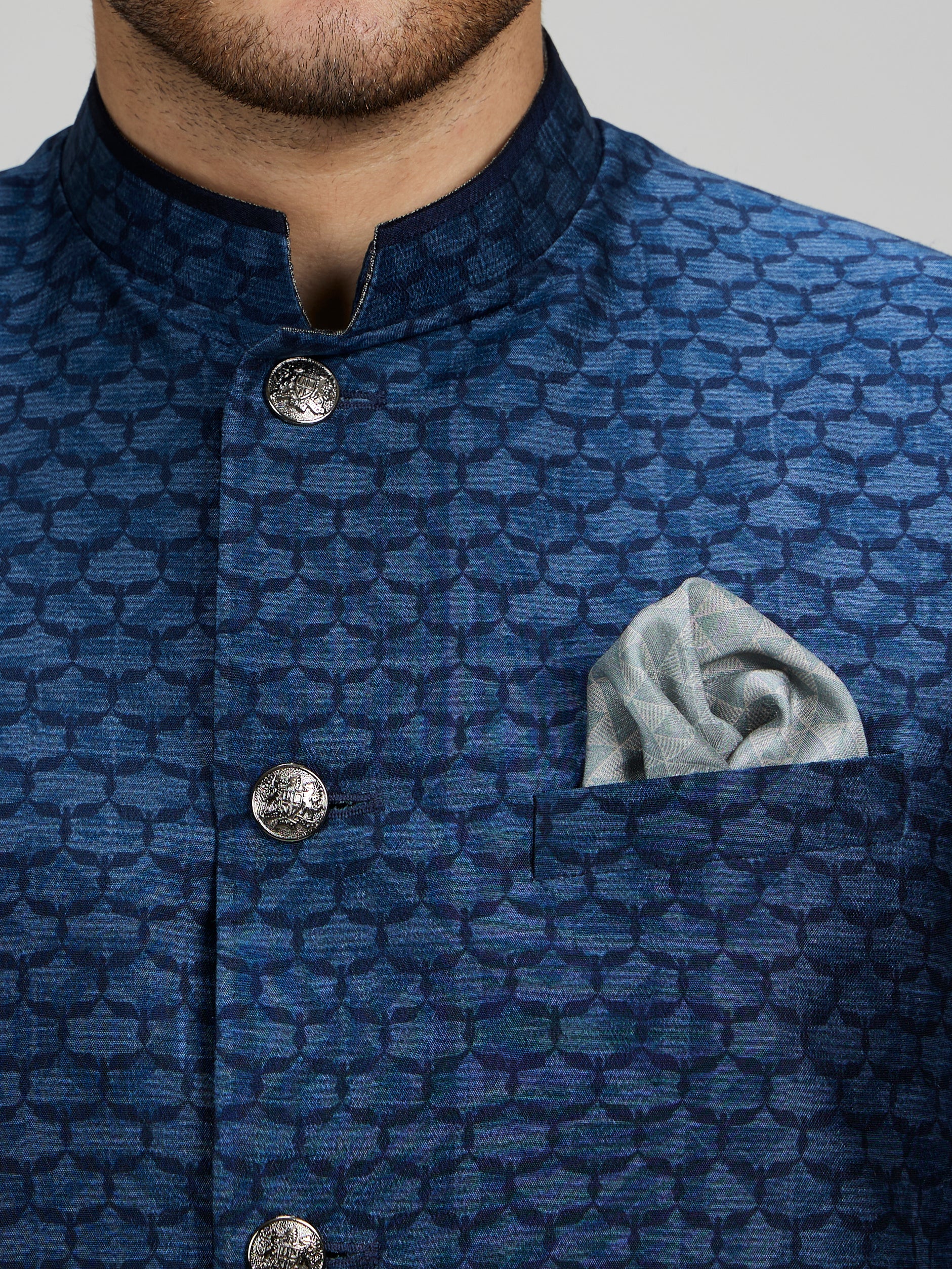 Teal falcon printed bandhi jacket