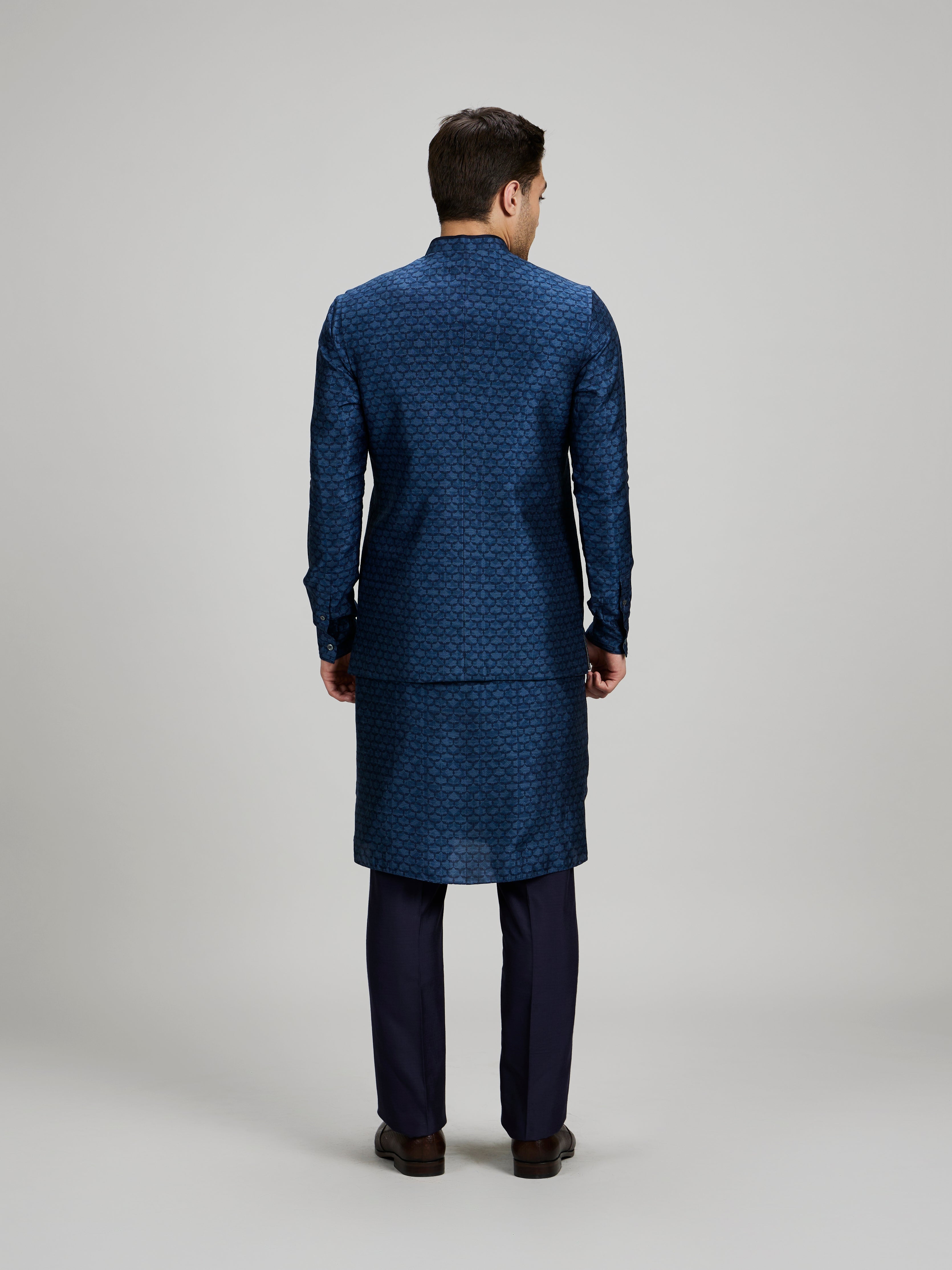 Teal falcon printed bandhi jacket