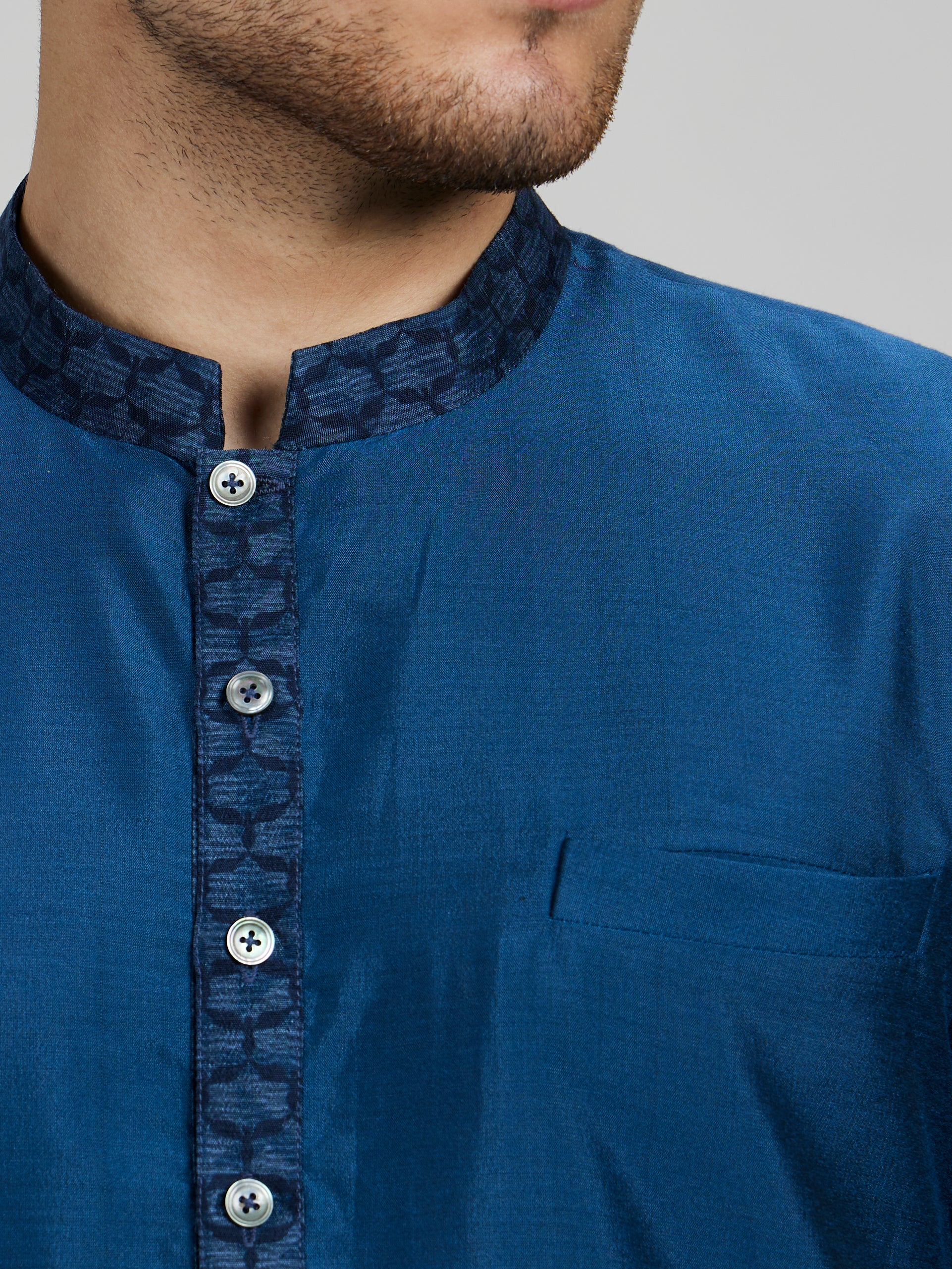 Teal falcon printed dashiki kurta set