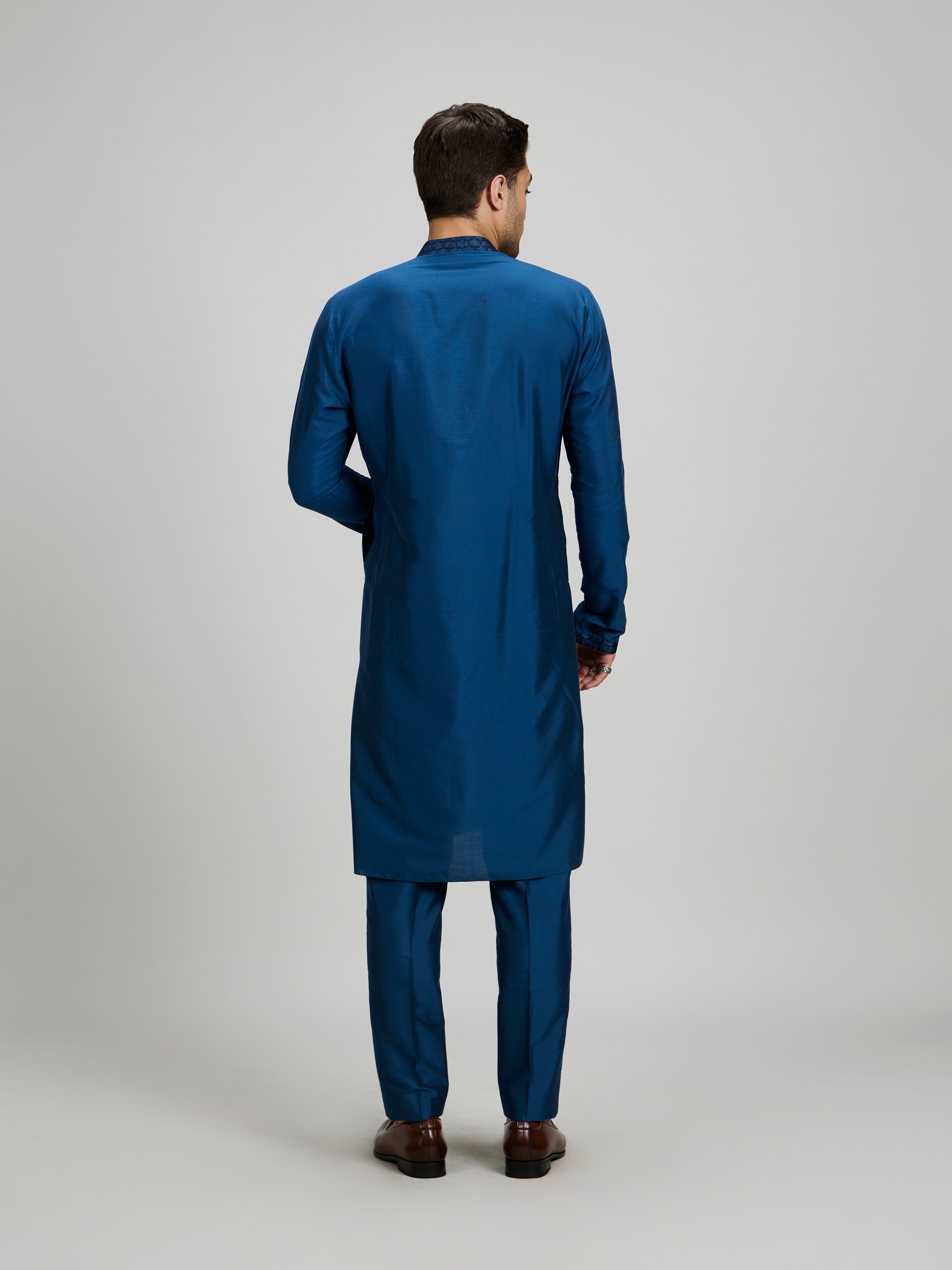 Teal falcon printed dashiki kurta set