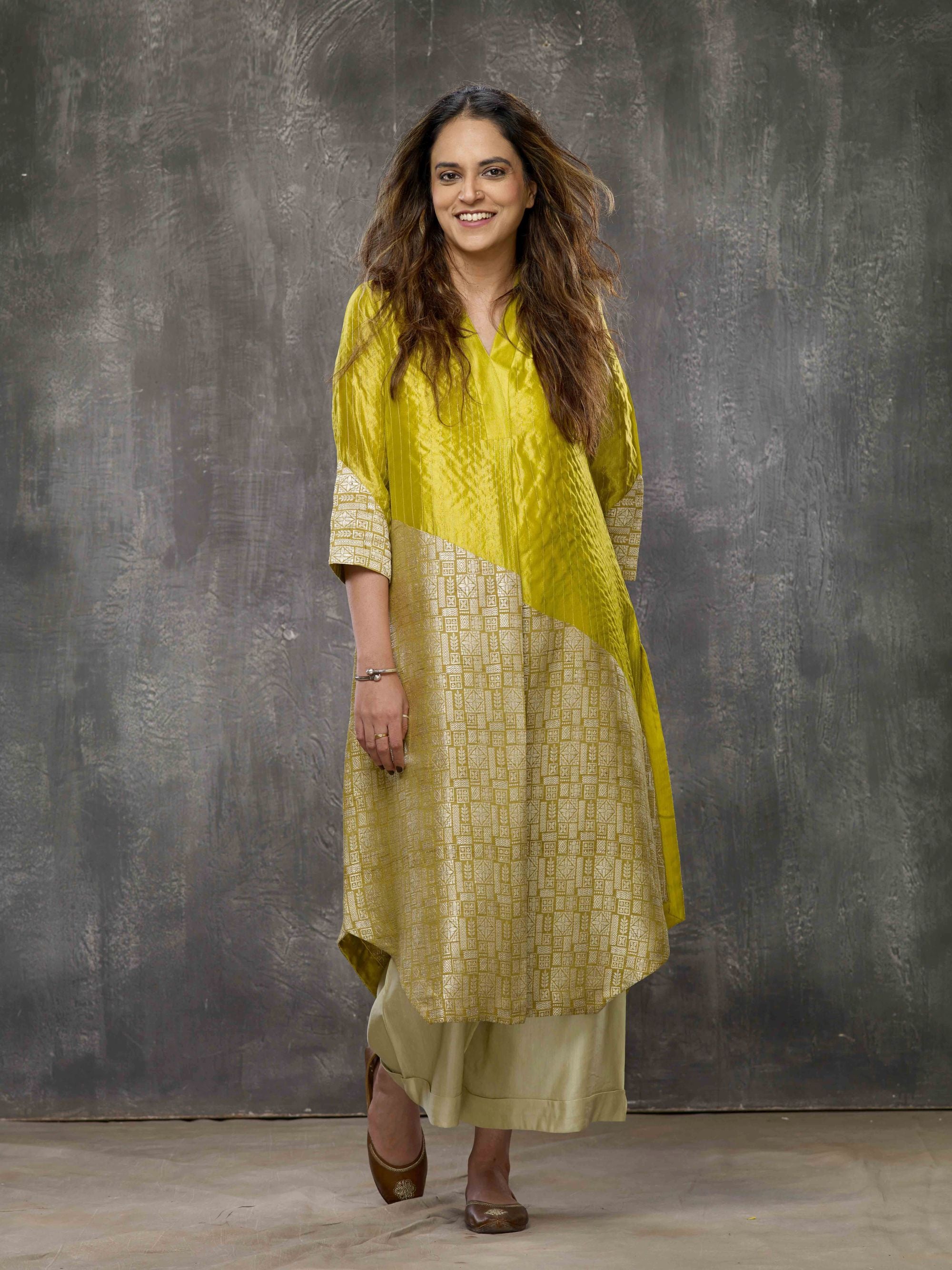 ACID YELLOW KURTA SET