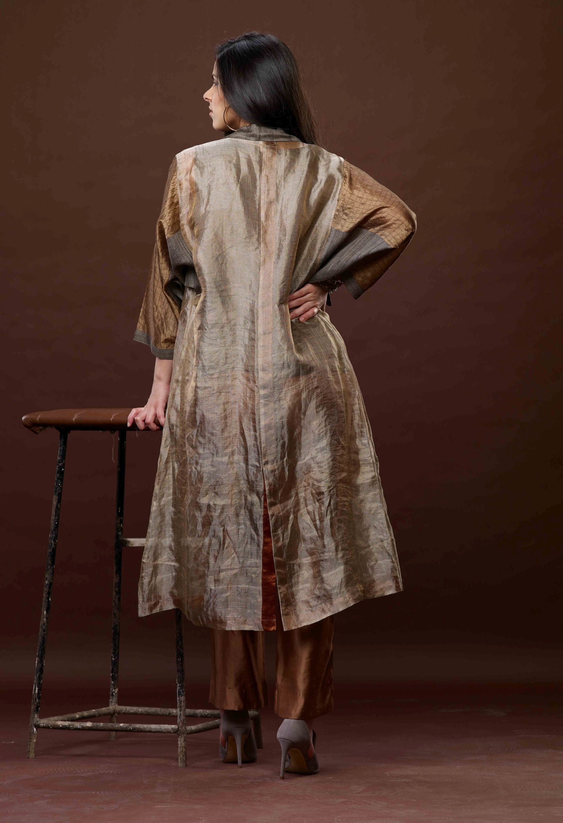 COPPER ZARI AND TUSSAR KHADI JACKET SET 03