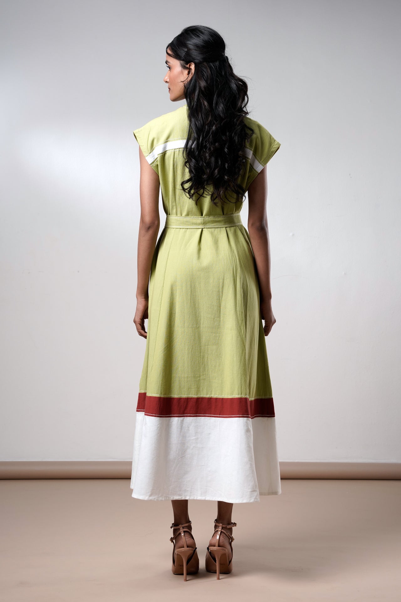 Rihana-olive-Flame Midi Dress