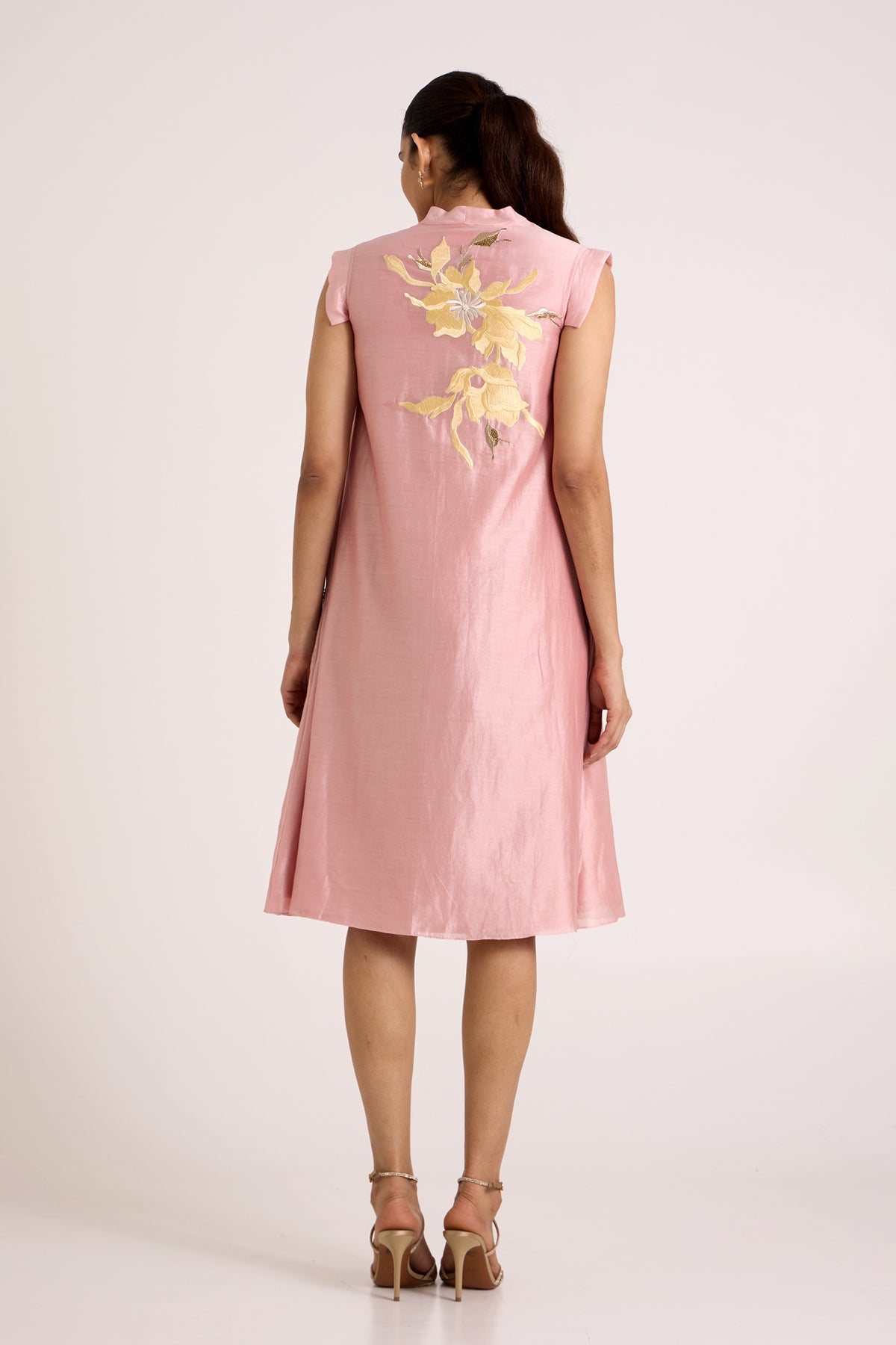 Ice Pink Helga - Tab Sleeve Day Dress
