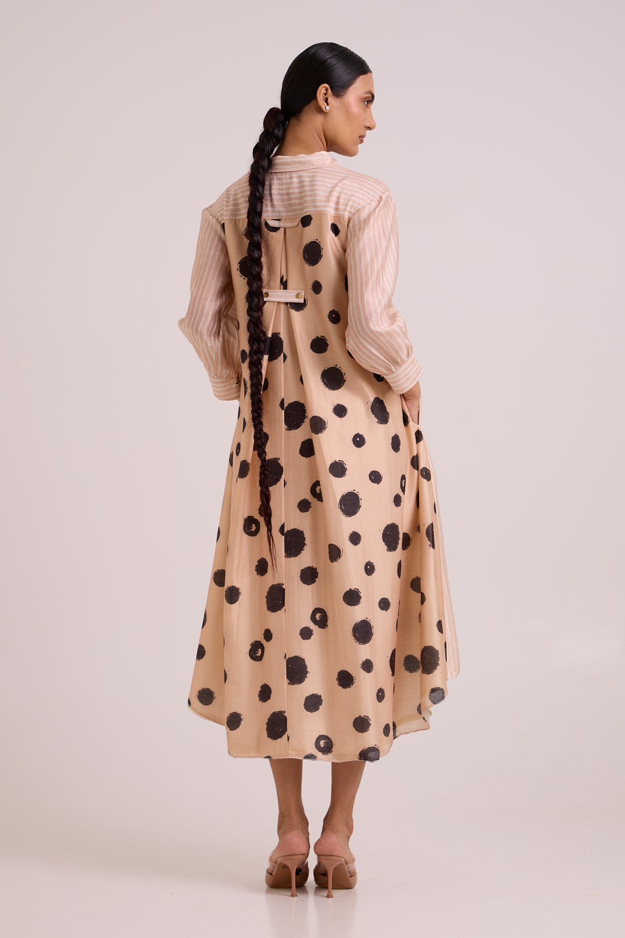 Philo - Almond Burst Back Drop Shirt Dress