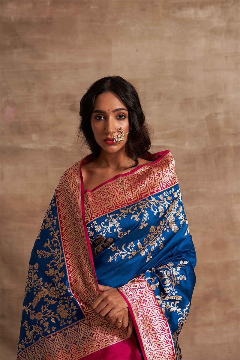 'Rangeen Rubai' Kadiyal Benarasi Handloom Sari