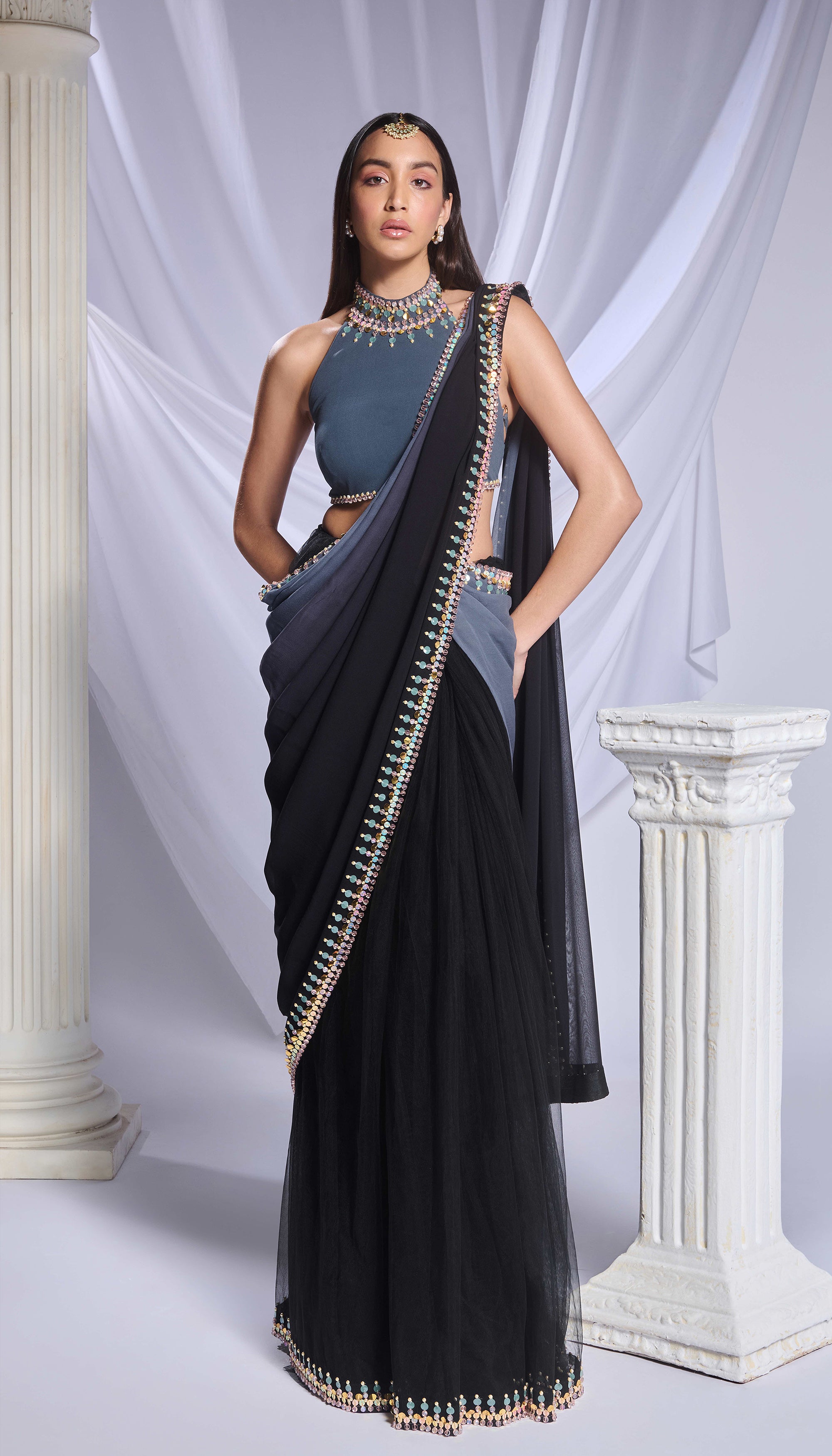 Black Orchid Saree Set