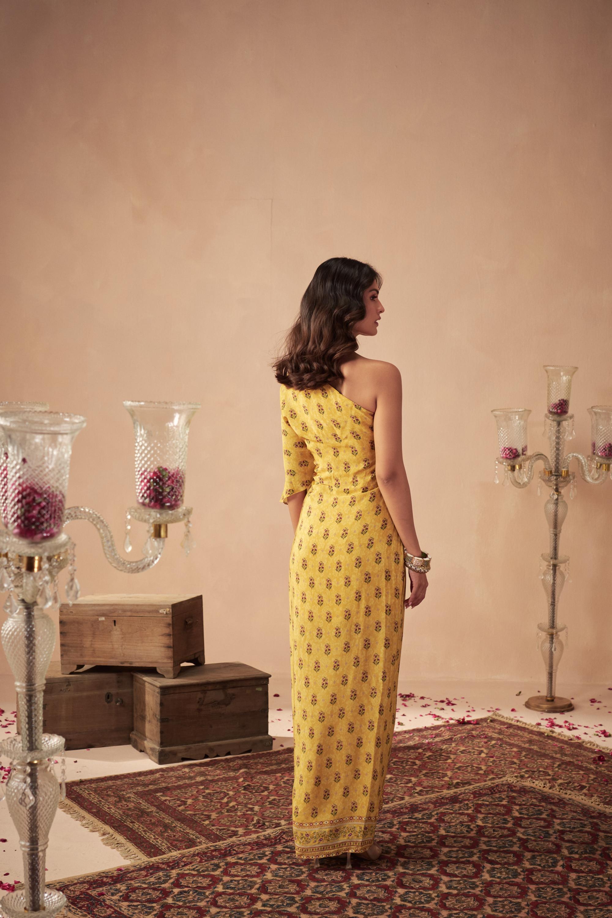 Yellow Booti One-Shoulder Dress