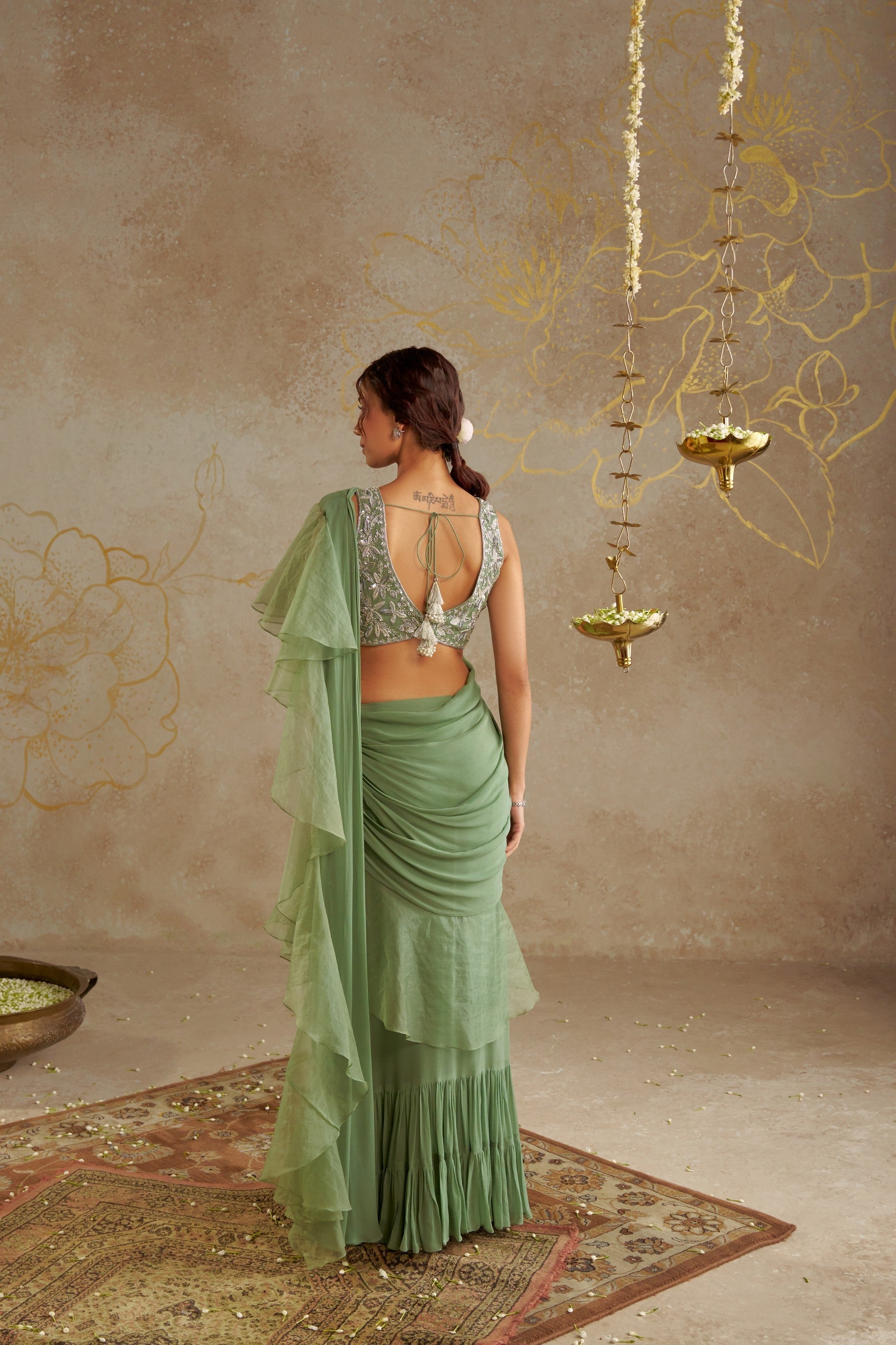 Jade Pre- Draped Frill Saree